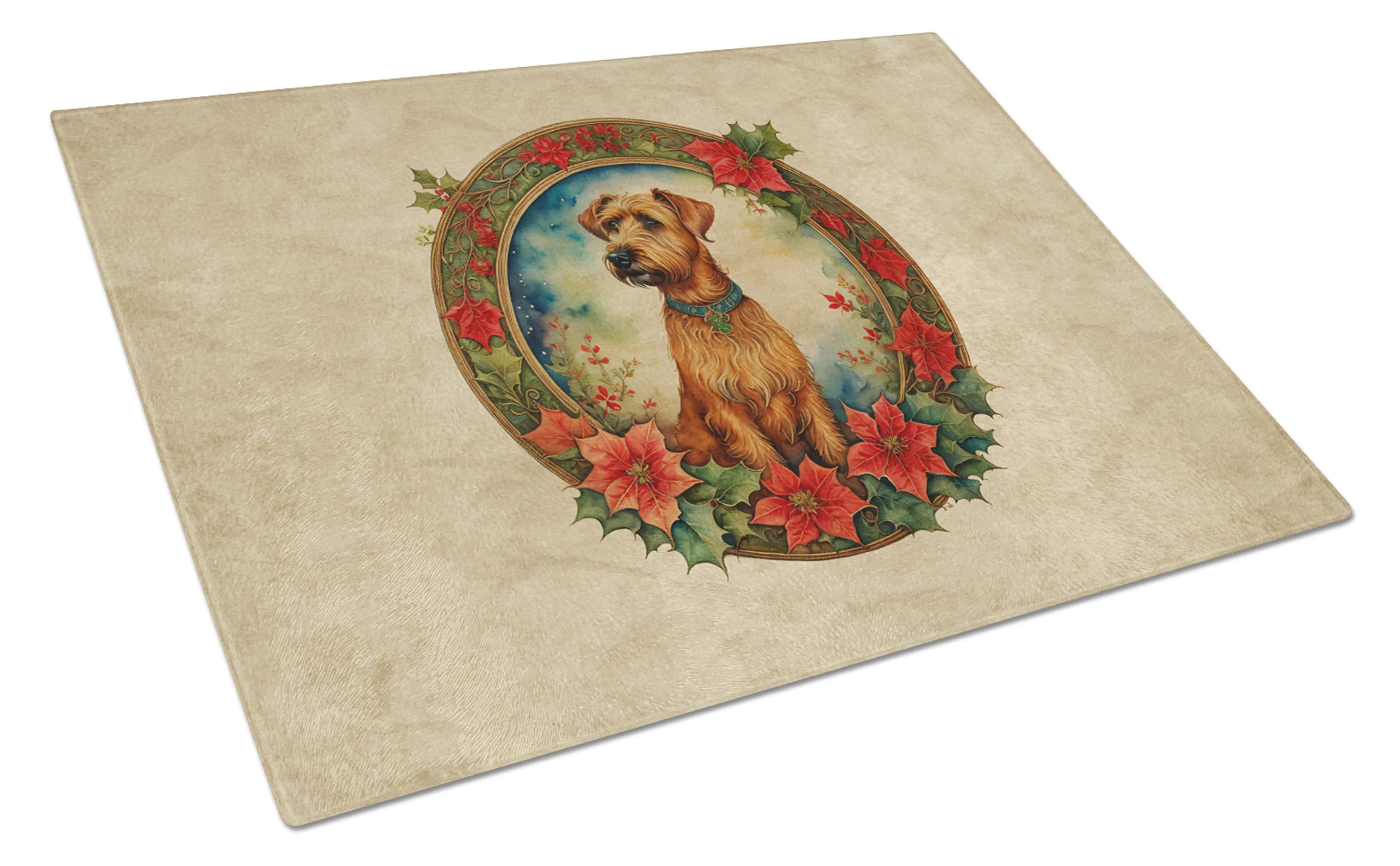 Christmas Flowers Frame Glass Cutting Board - Size: LARGE | Pack Of: 1 | Collection name: Christmas flowers frame