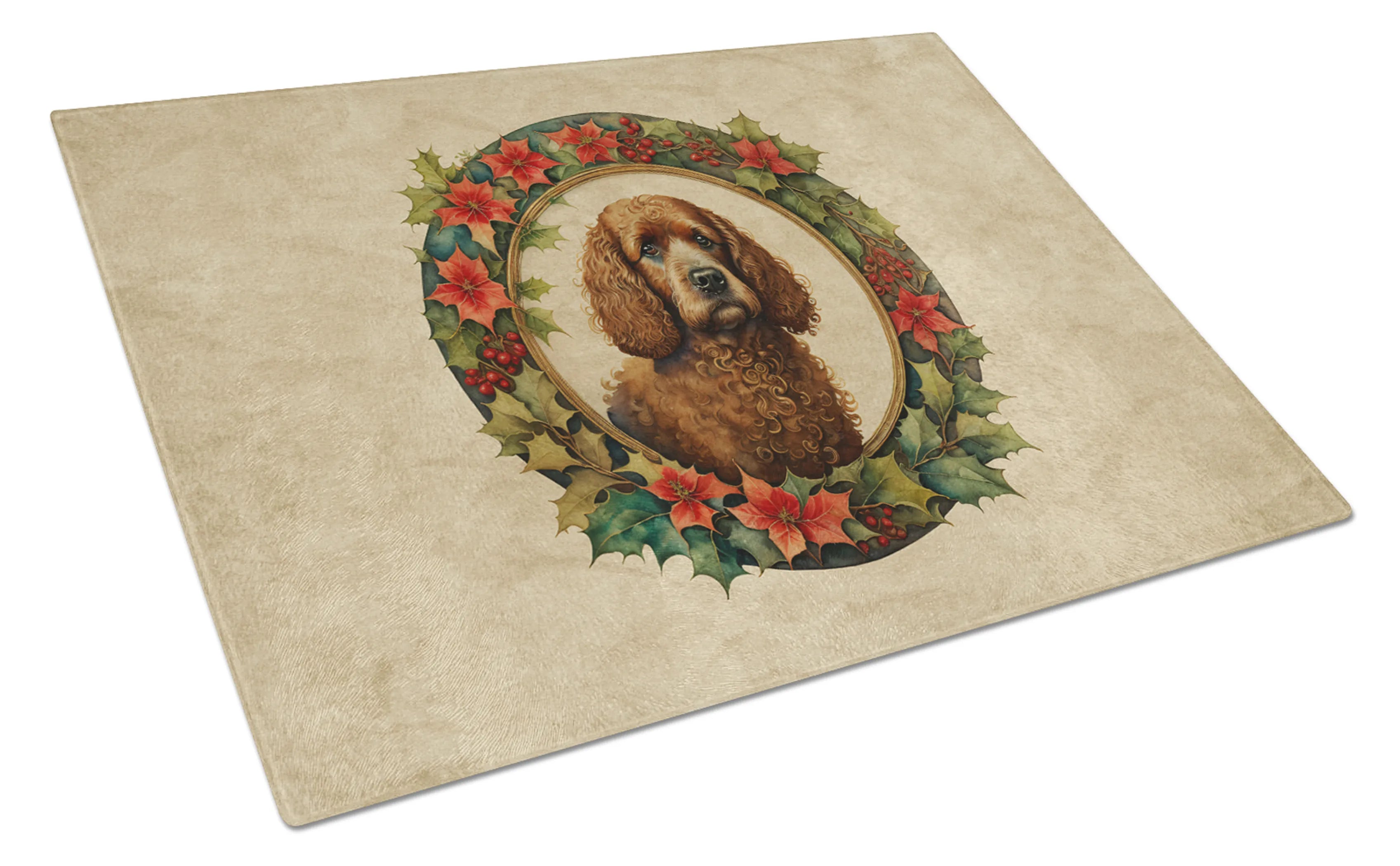 Christmas Flowers Frame Glass Cutting Board - Size: LARGE | Pack Of: 1 | Collection name: Christmas flowers frame