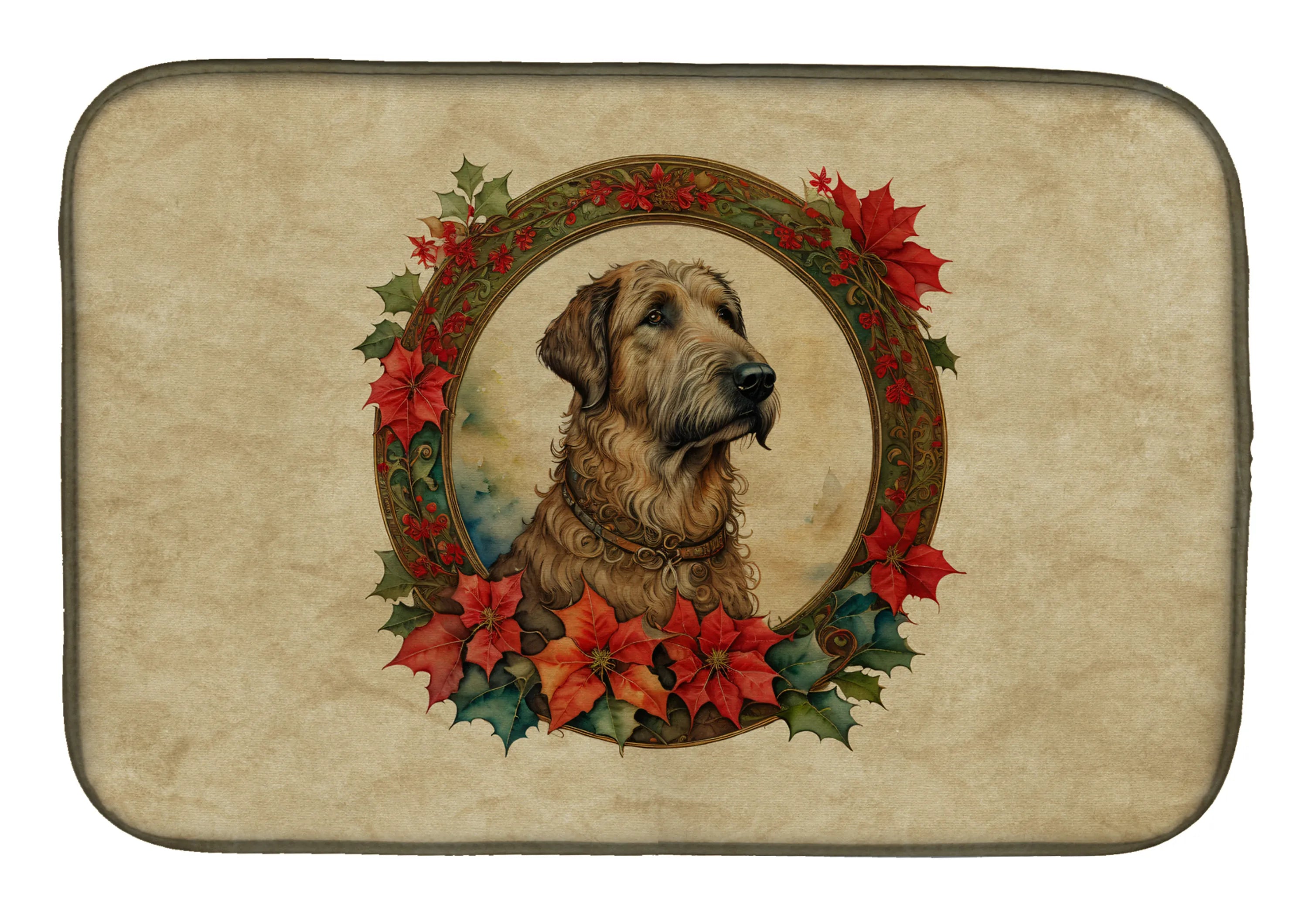 Christmas Flowers Frame Dish Drying Mat - Size: 14  X 21" | Pack Of: 1 | Collection name: Christmas flowers frame