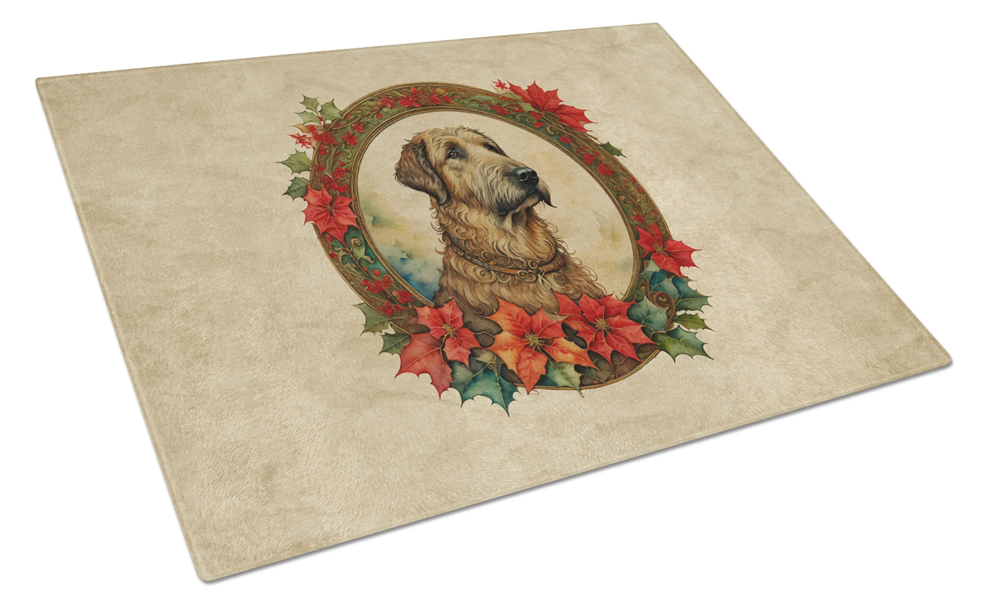 Christmas Flowers Frame Glass Cutting Board - Size: LARGE | Pack Of: 1 | Collection name: Christmas flowers frame