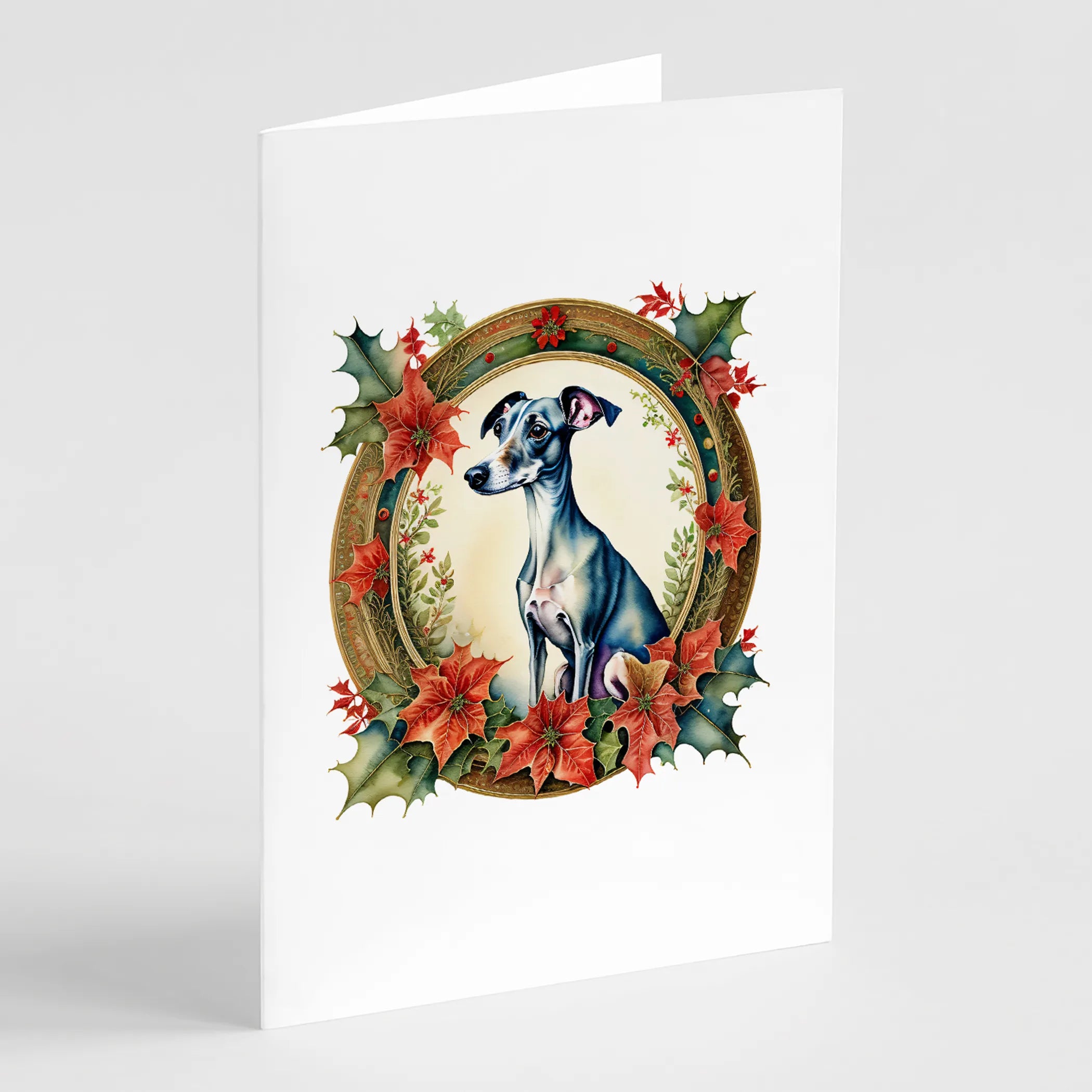 Christmas Flowers Frame Greeting Cards  - Size: 5X7 | Pack Of: 8 | Collection name: Christmas flowers frame