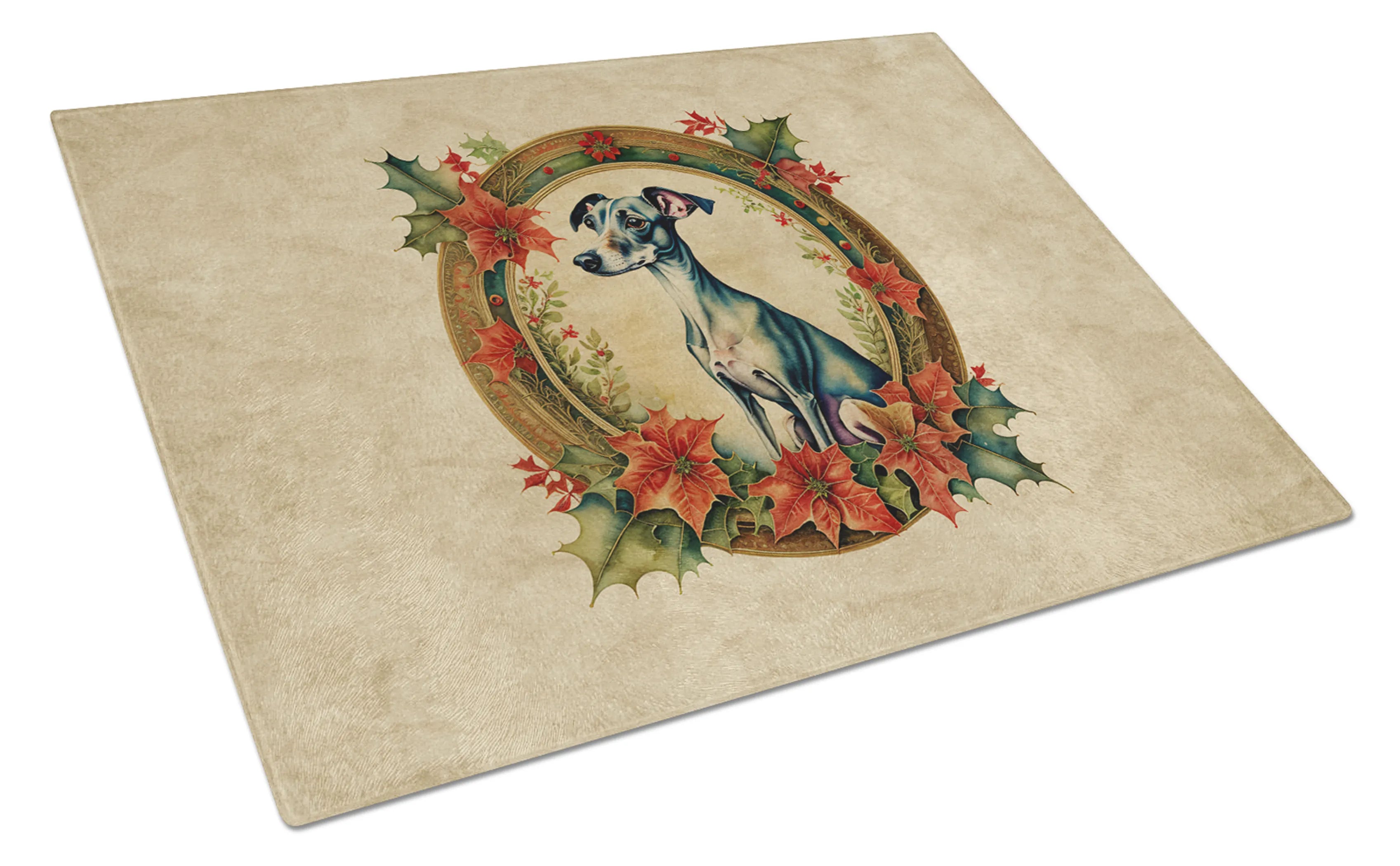 Christmas Flowers Frame Glass Cutting Board - Size: LARGE | Pack Of: 1 | Collection name: Christmas flowers frame