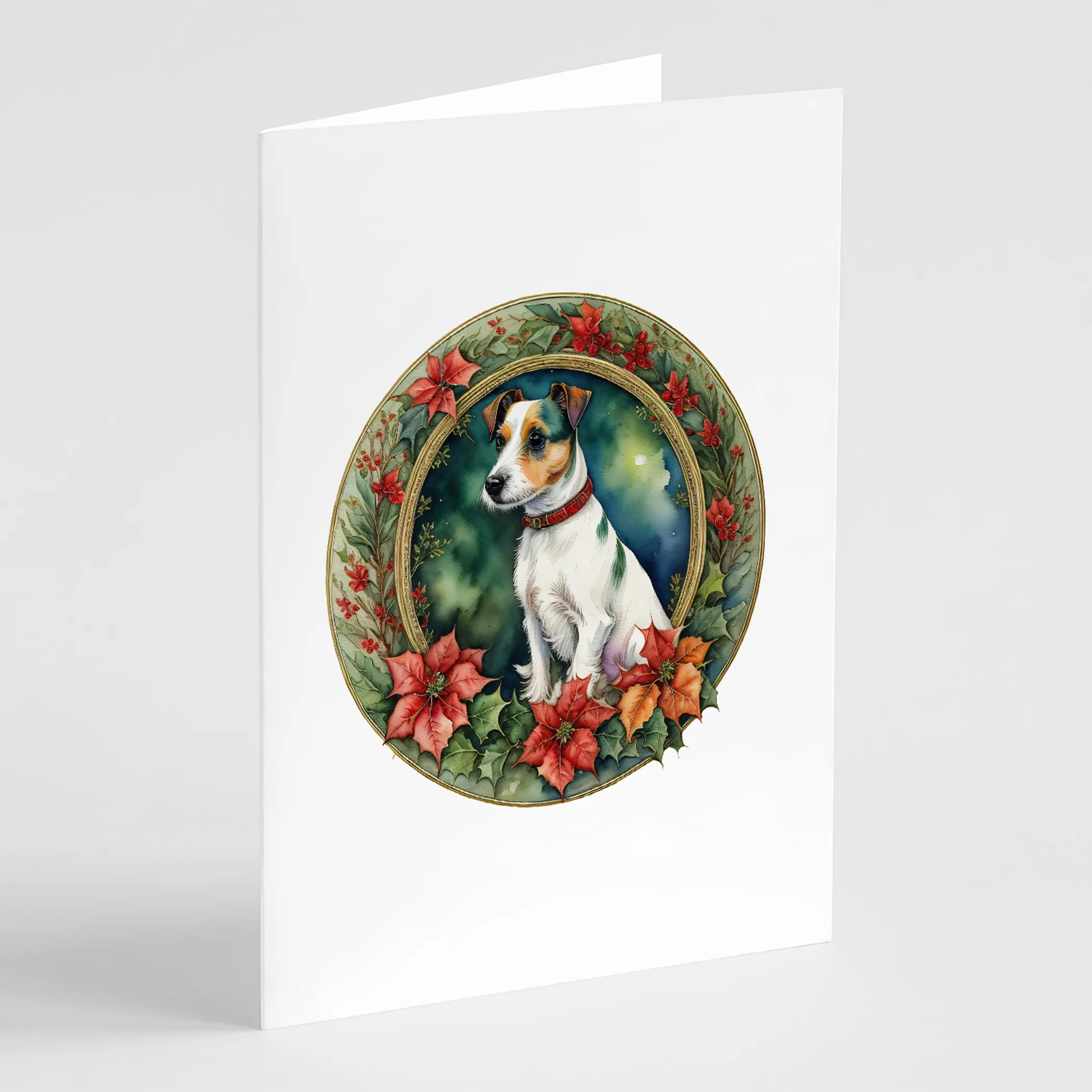 Christmas Flowers Frame Greeting Cards  - Size: 5X7 | Pack Of: 8 | Collection name: Christmas flowers frame