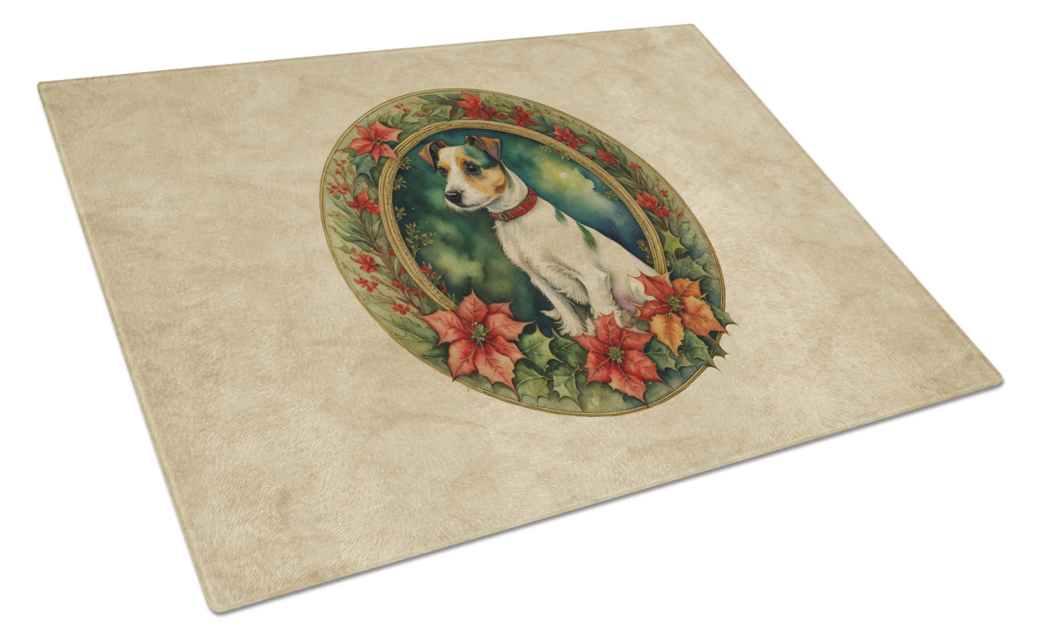 Christmas Flowers Frame Glass Cutting Board - Size: LARGE | Pack Of: 1 | Collection name: Christmas flowers frame