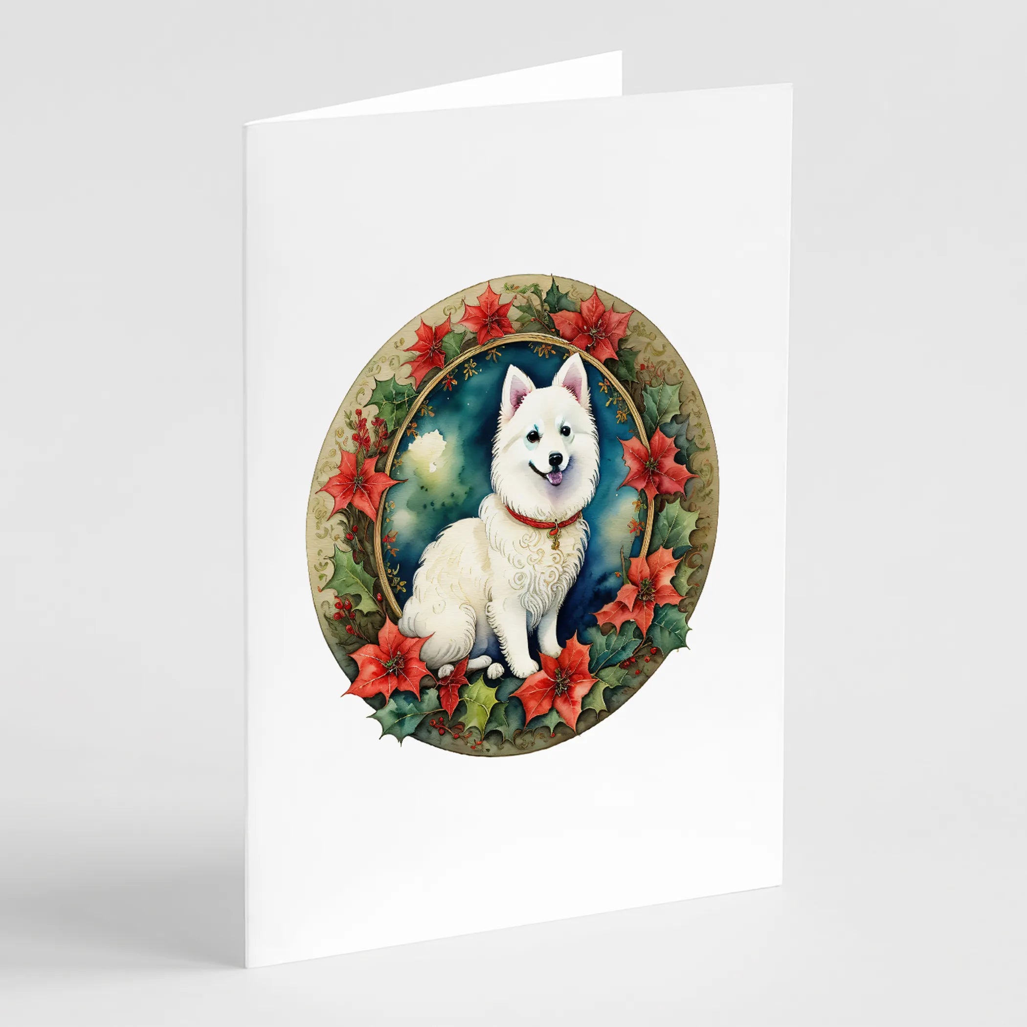 Christmas Flowers Frame Greeting Cards  - Size: 5X7 | Pack Of: 8 | Collection name: Christmas flowers frame