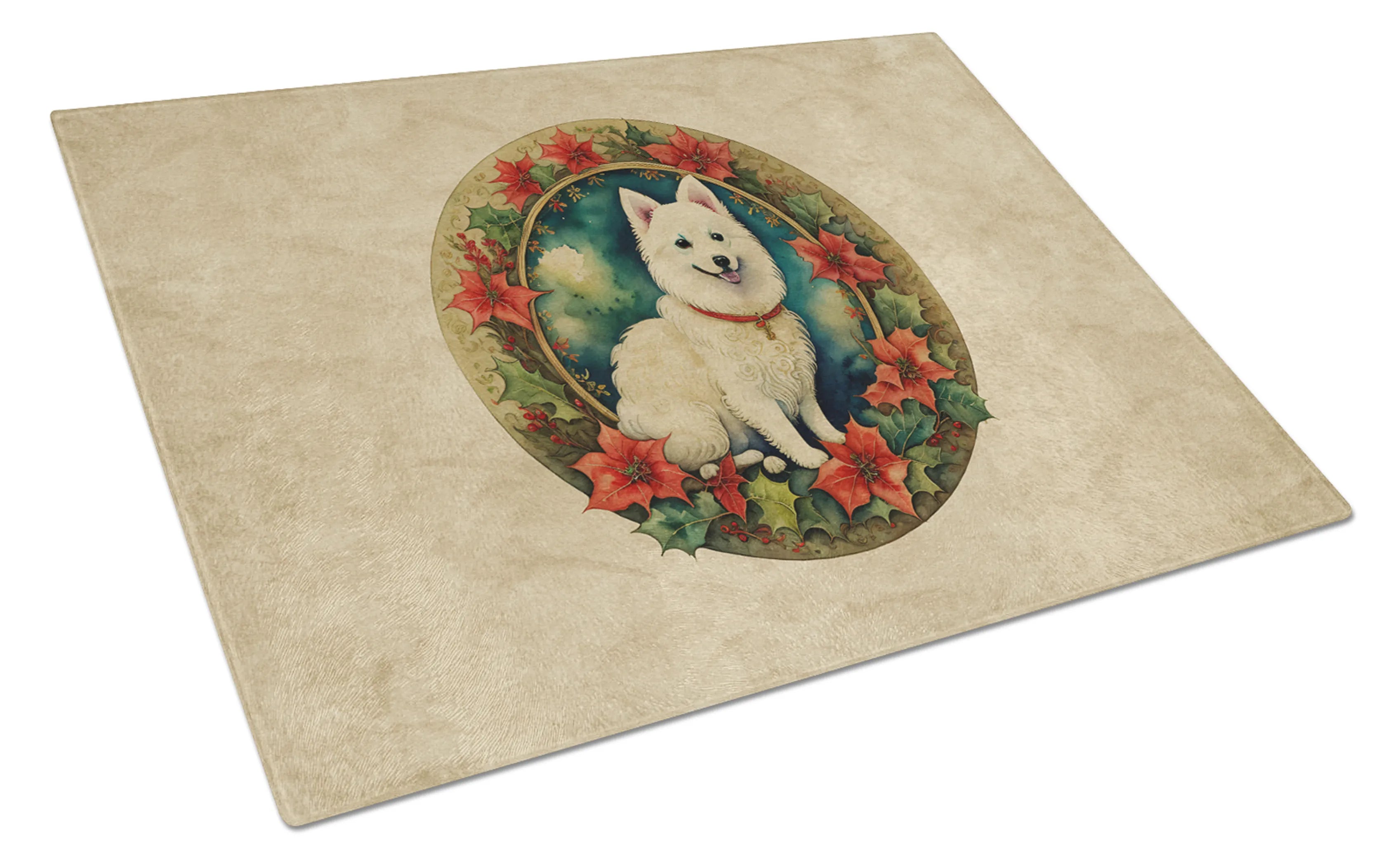 Christmas Flowers Frame Glass Cutting Board - Size: LARGE | Pack Of: 1 | Collection name: Christmas flowers frame