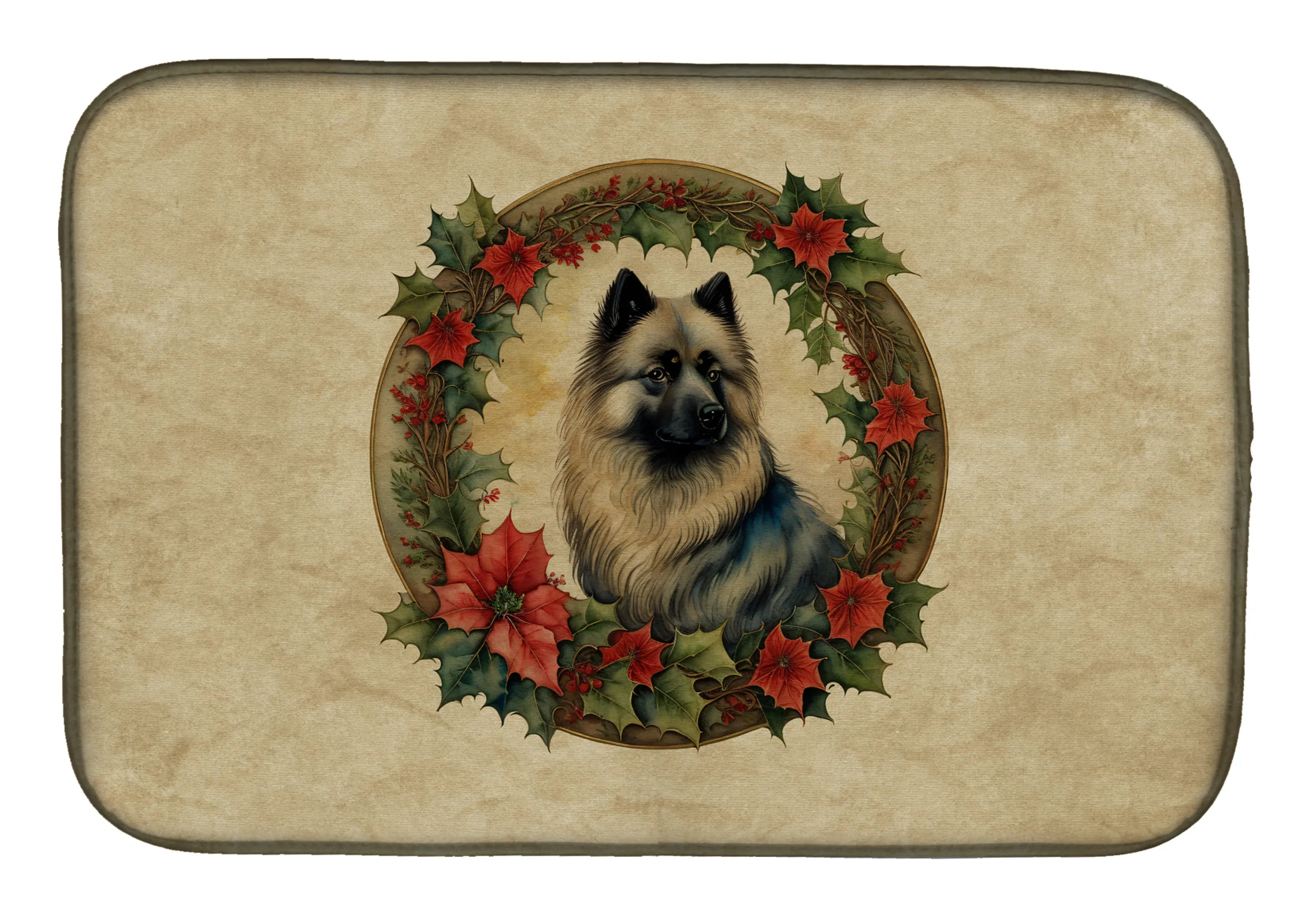 Christmas Flowers Frame Dish Drying Mat - Size: 14  X 21" | Pack Of: 1 | Collection name: Christmas flowers frame