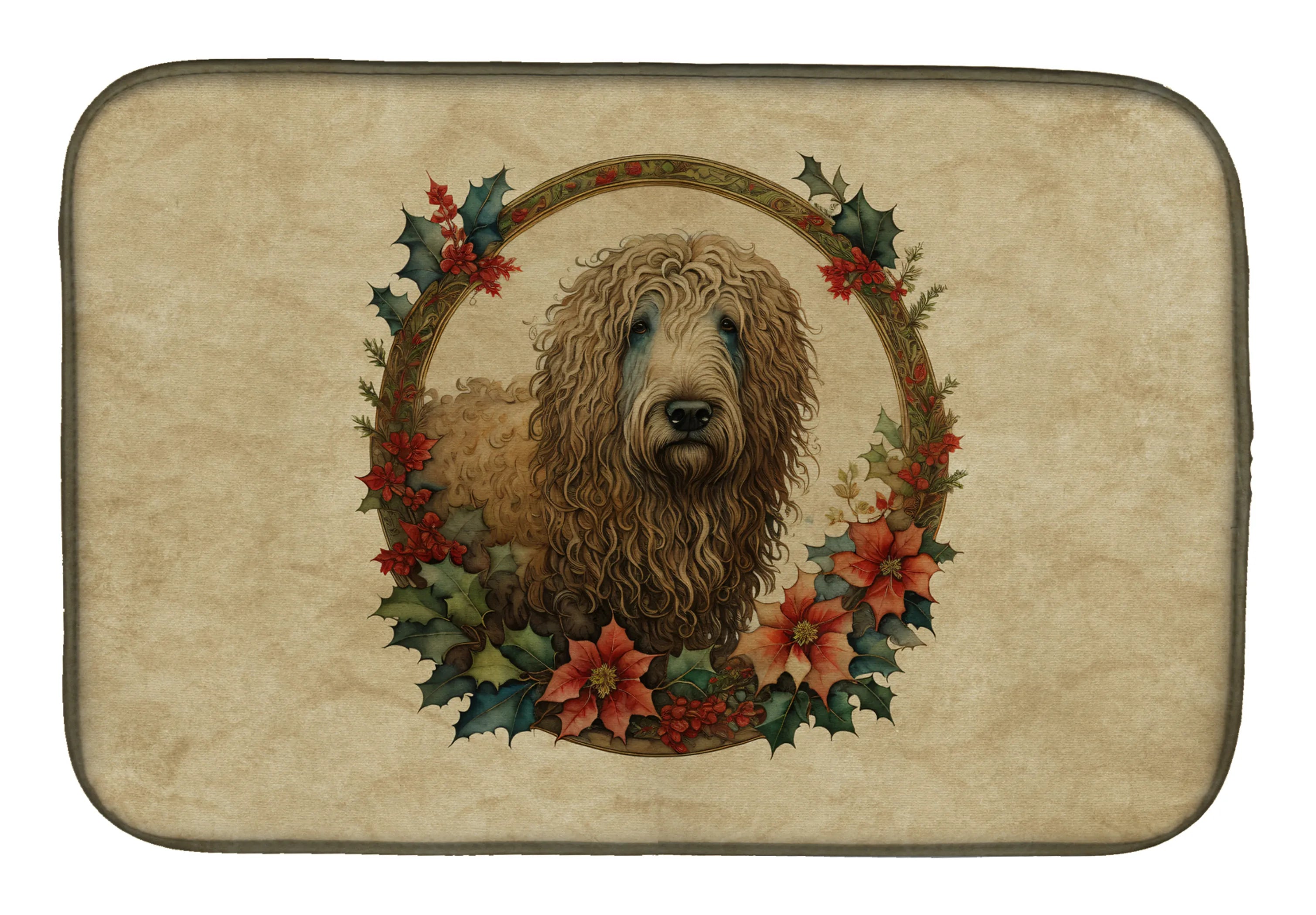 Christmas Flowers Frame Dish Drying Mat - Size: 14  X 21" | Pack Of: 1 | Collection name: Christmas flowers frame