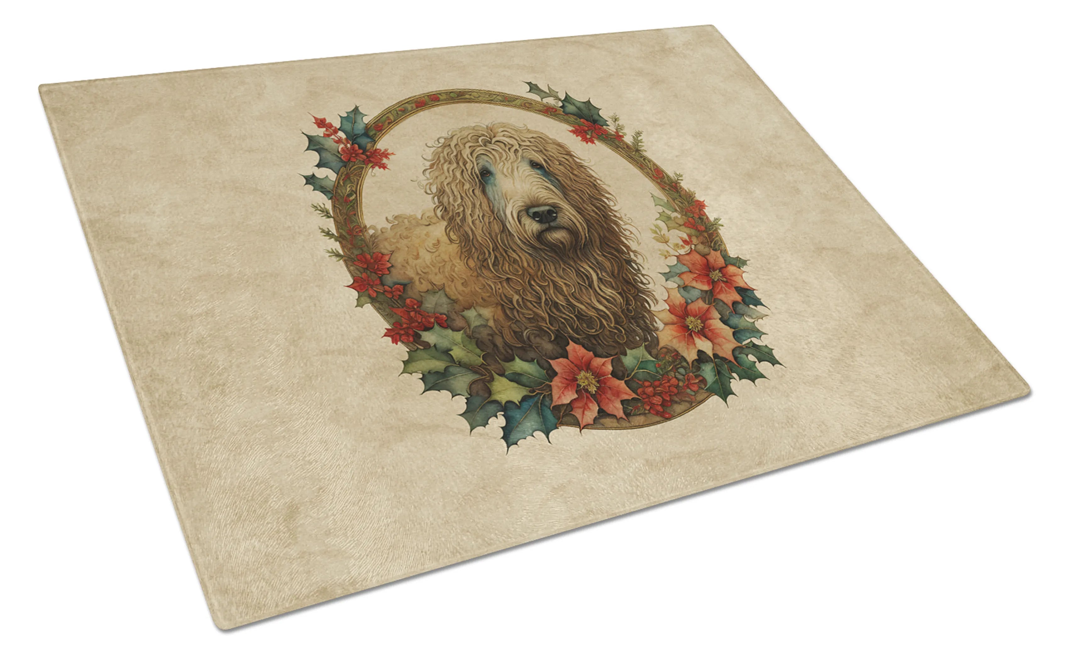 Christmas Flowers Frame Glass Cutting Board - Size: LARGE | Pack Of: 1 | Collection name: Christmas flowers frame