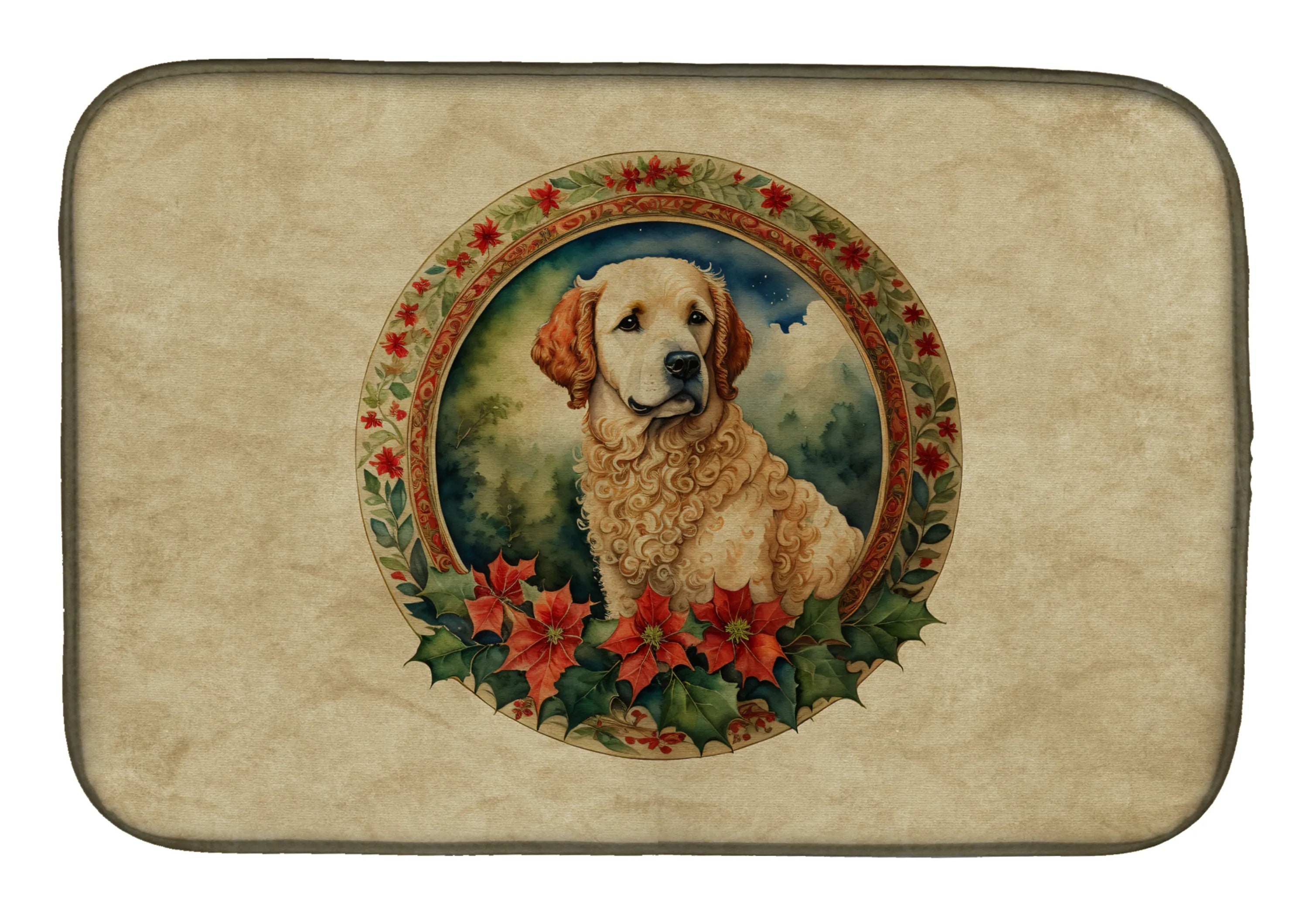 Christmas Flowers Frame Dish Drying Mat - Size: 14  X 21" | Pack Of: 1 | Collection name: Christmas flowers frame