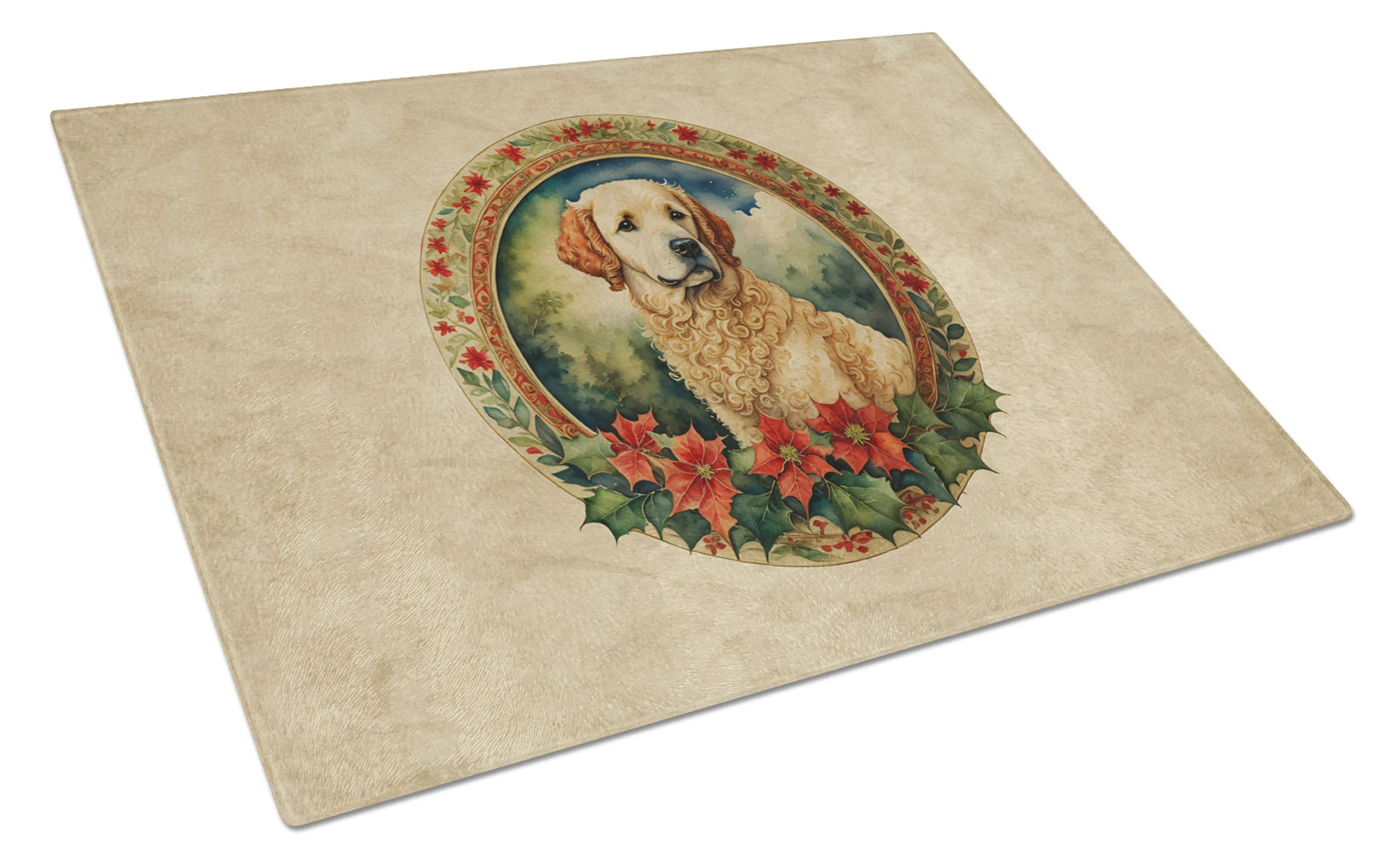 Christmas Flowers Frame Glass Cutting Board - Size: LARGE | Pack Of: 1 | Collection name: Christmas flowers frame