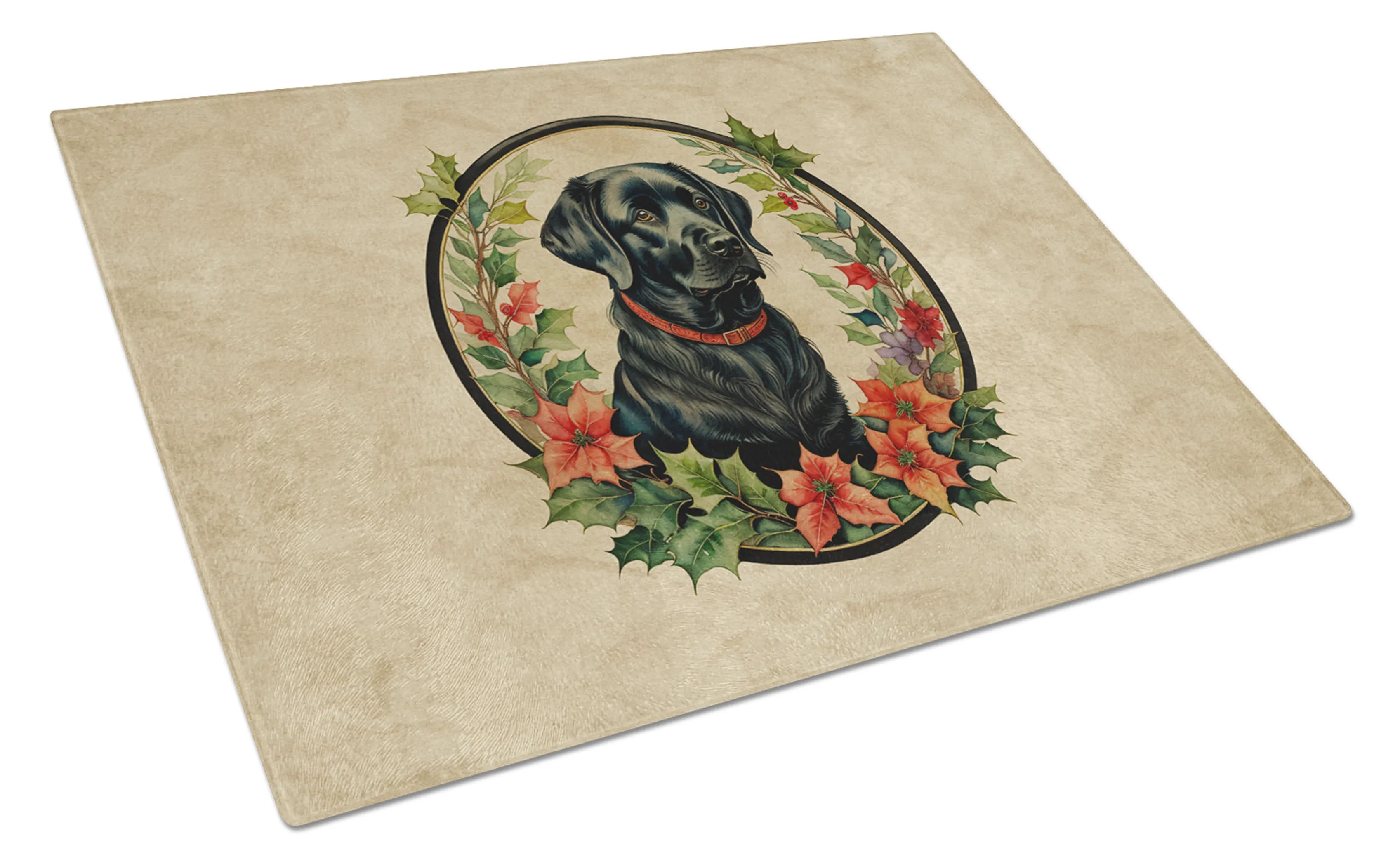Christmas Flowers Frame Glass Cutting Board - Size: LARGE | Pack Of: 1 | Collection name: Christmas flowers frame