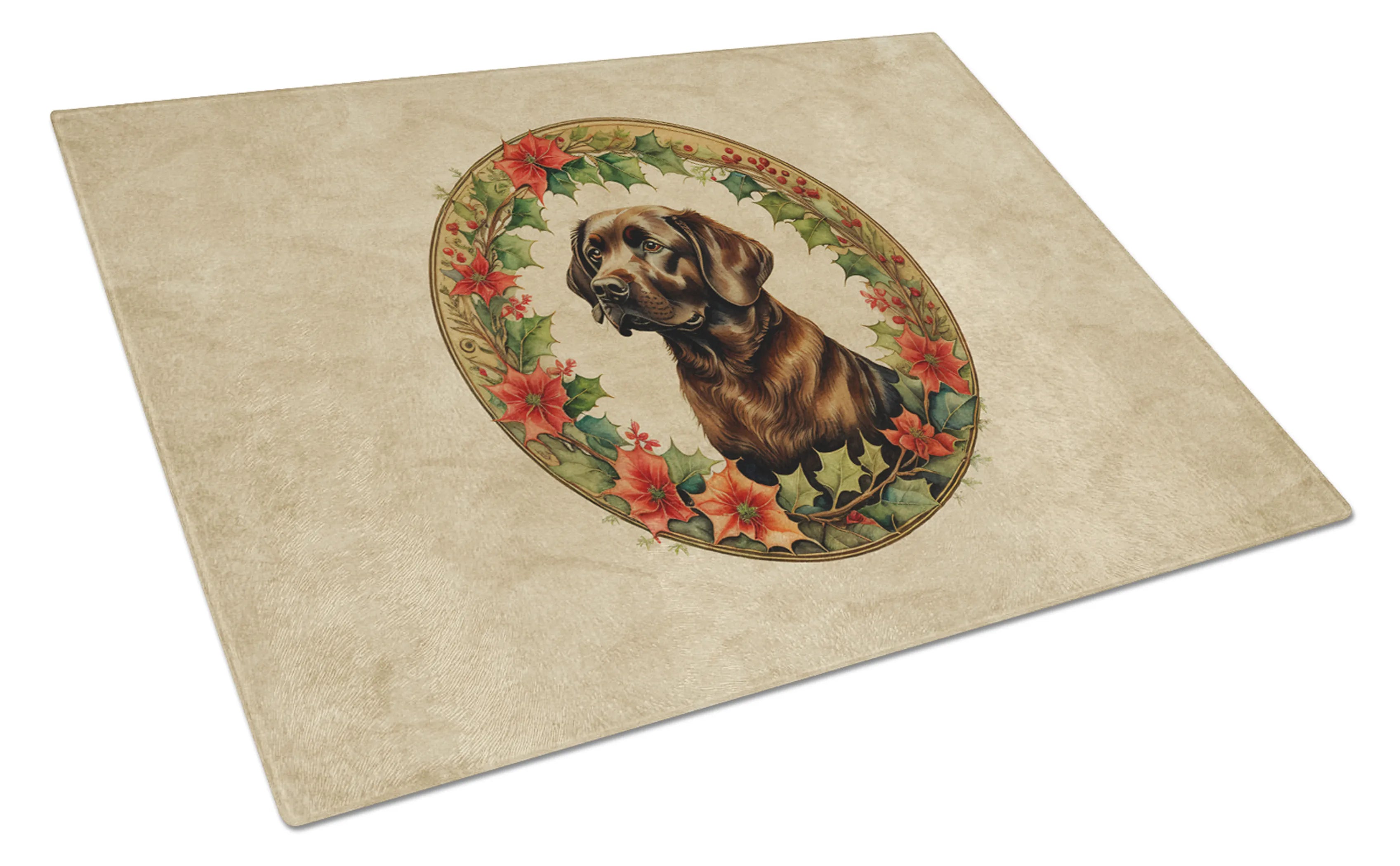 Christmas Flowers Frame Glass Cutting Board - Size: LARGE | Pack Of: 1 | Collection name: Christmas flowers frame