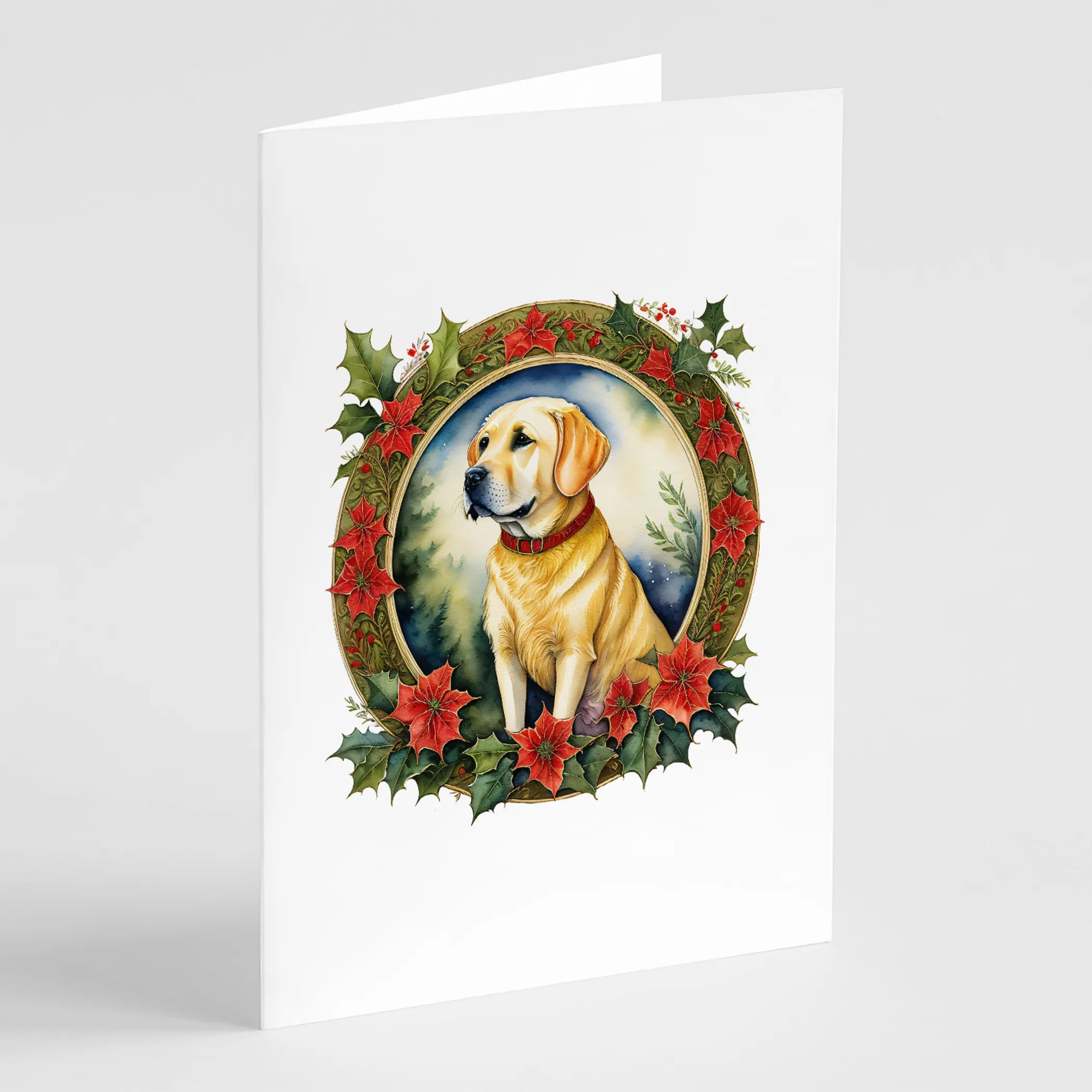 Christmas Flowers Frame Greeting Cards  - Size: 5X7 | Pack Of: 8 | Collection name: Christmas flowers frame
