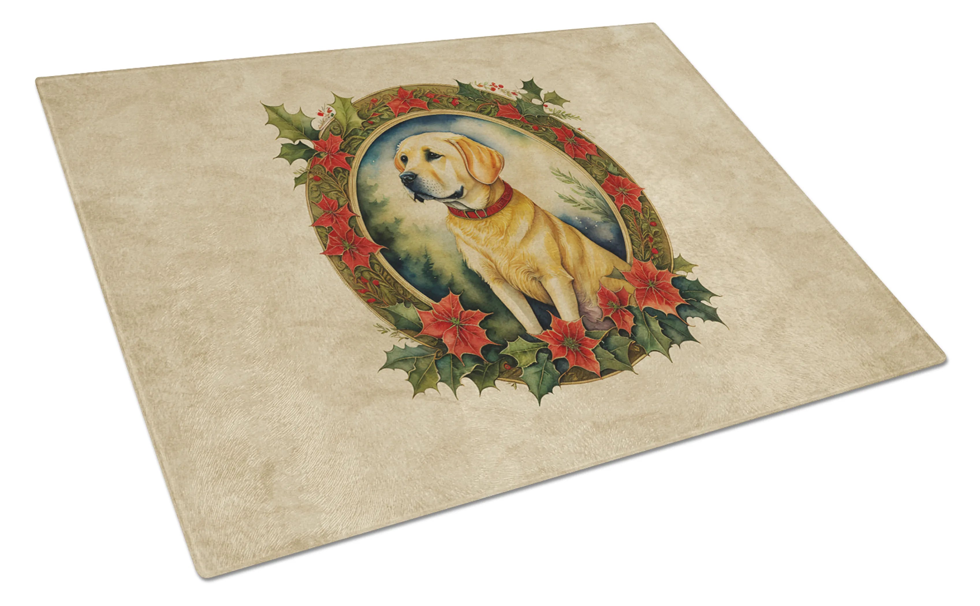 Christmas Flowers Frame Glass Cutting Board - Size: LARGE | Pack Of: 1 | Collection name: Christmas flowers frame