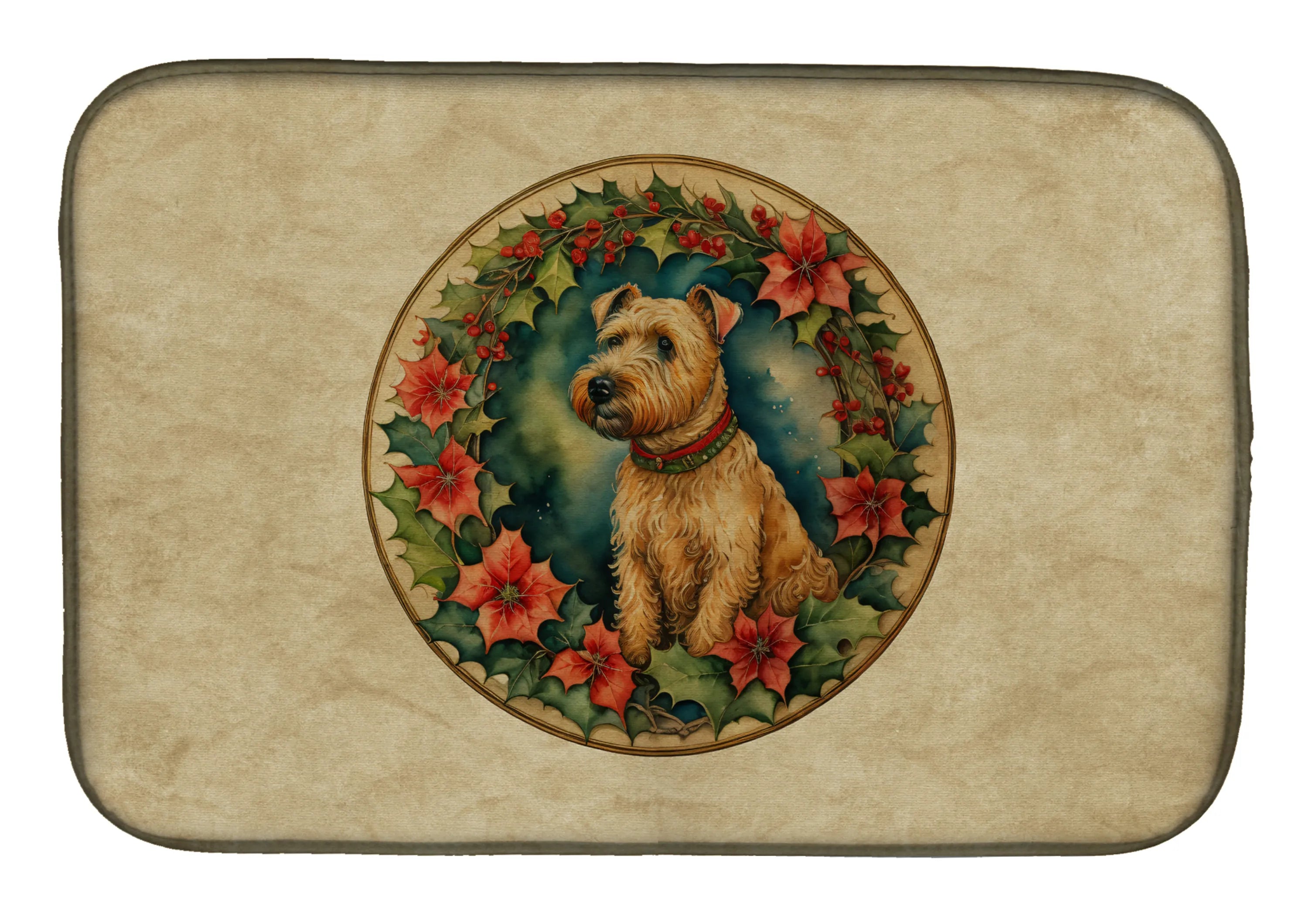 Christmas Flowers Frame Dish Drying Mat - Size: 14  X 21" | Pack Of: 1 | Collection name: Christmas flowers frame