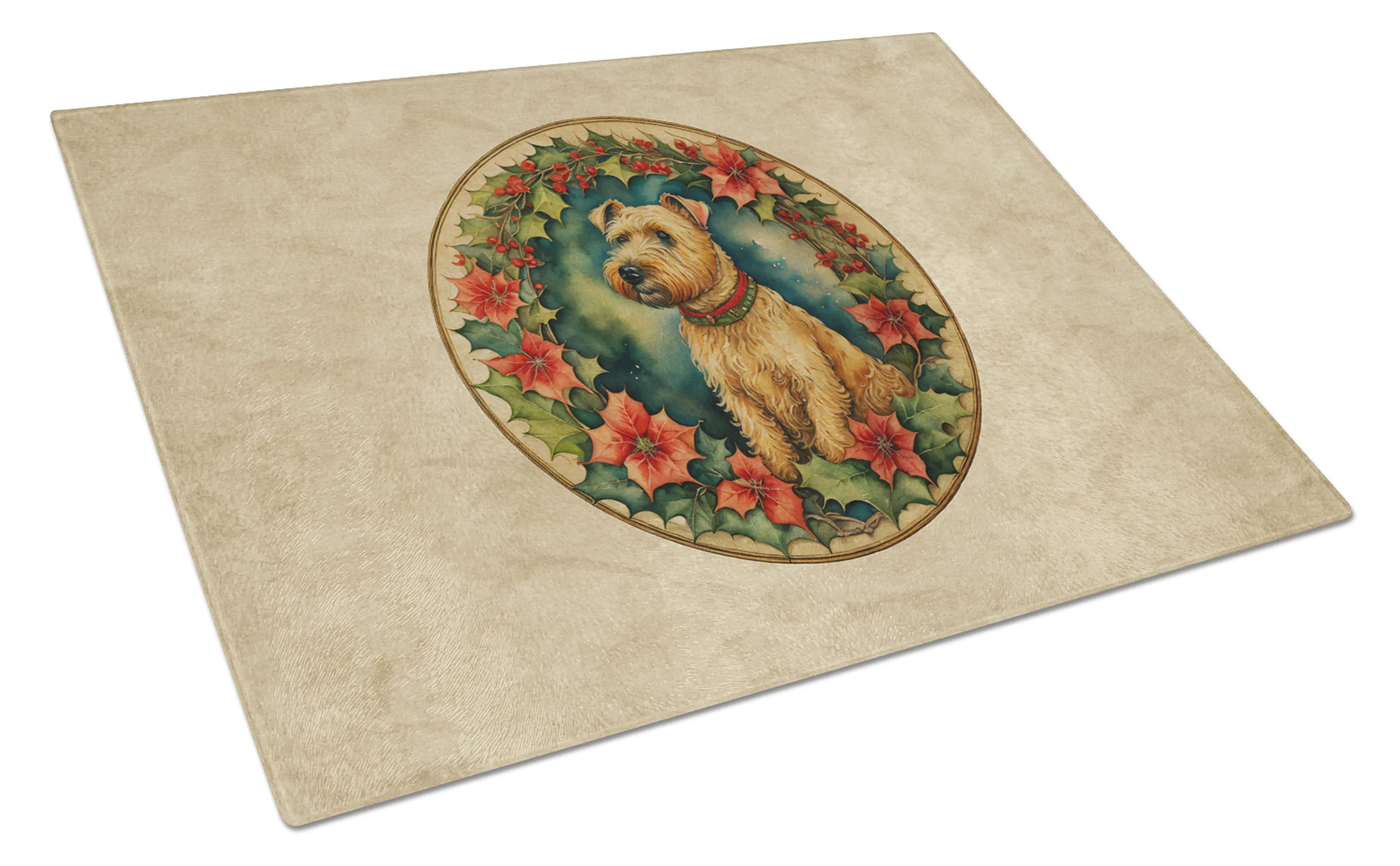 Christmas Flowers Frame Glass Cutting Board - Size: LARGE | Pack Of: 1 | Collection name: Christmas flowers frame