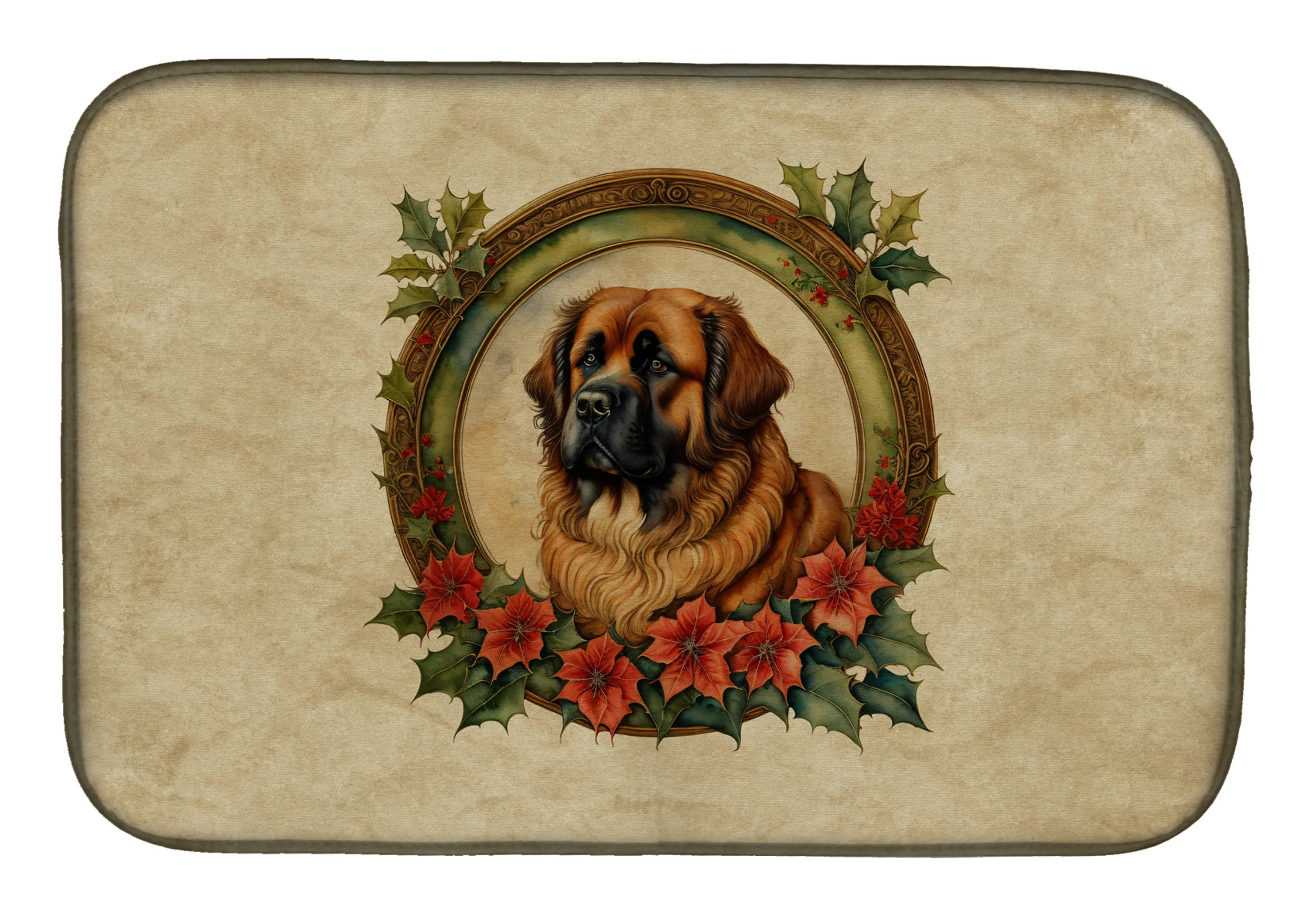 Christmas Flowers Frame Dish Drying Mat - Size: 14  X 21" | Pack Of: 1 | Collection name: Christmas flowers frame