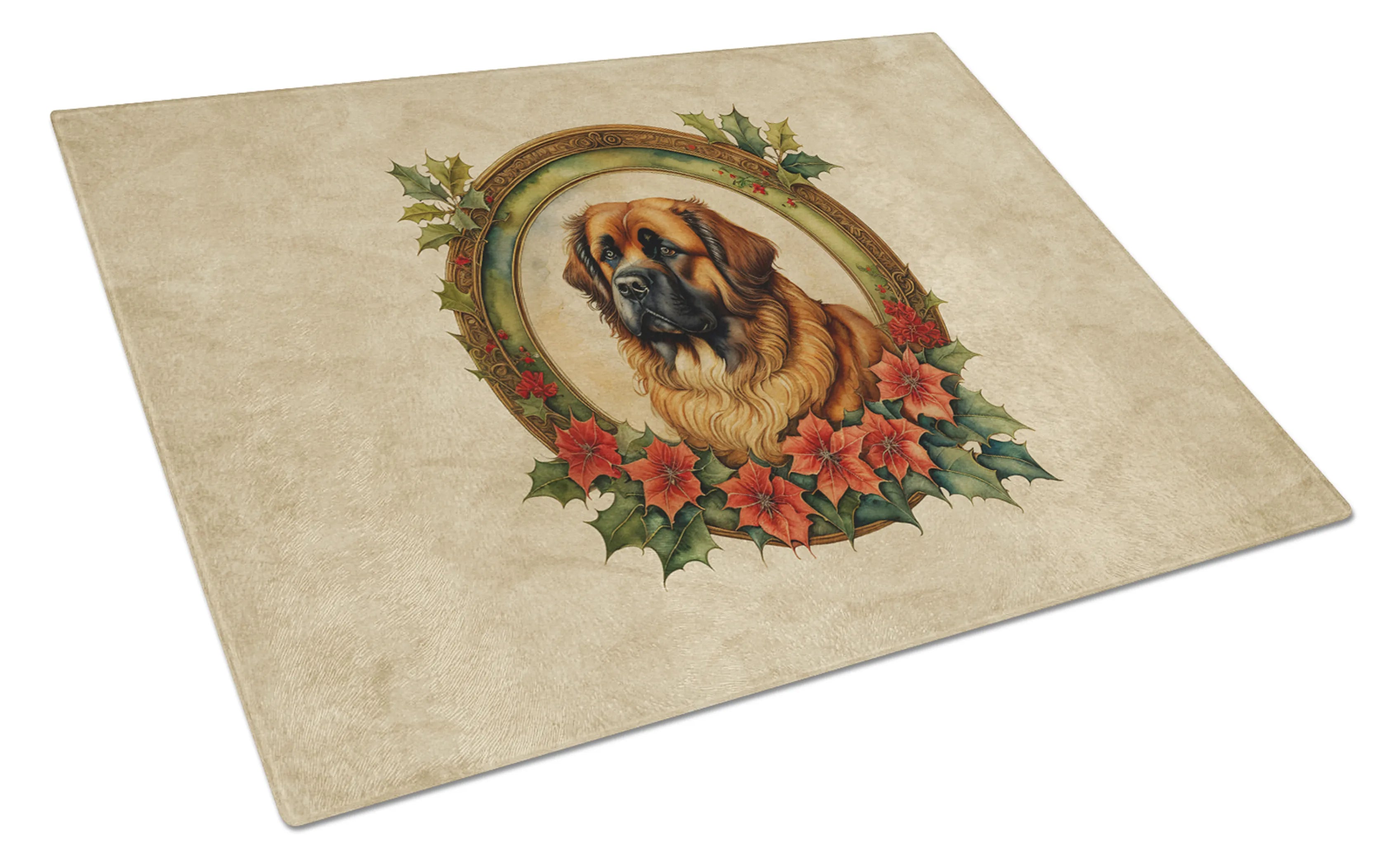 Christmas Flowers Frame Glass Cutting Board - Size: LARGE | Pack Of: 1 | Collection name: Christmas flowers frame