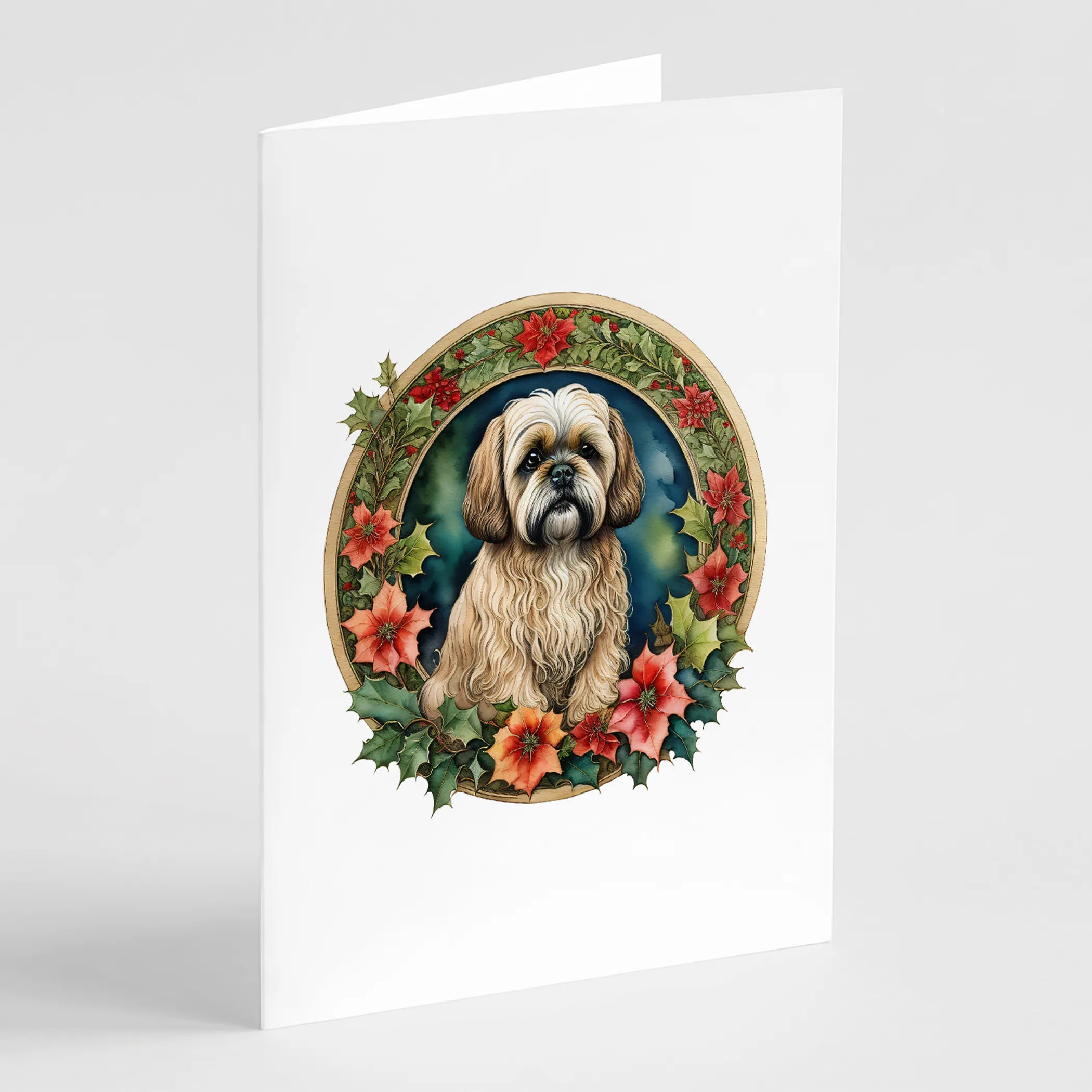Christmas Flowers Frame Greeting Cards  - Size: 5X7 | Pack Of: 8 | Collection name: Christmas flowers frame