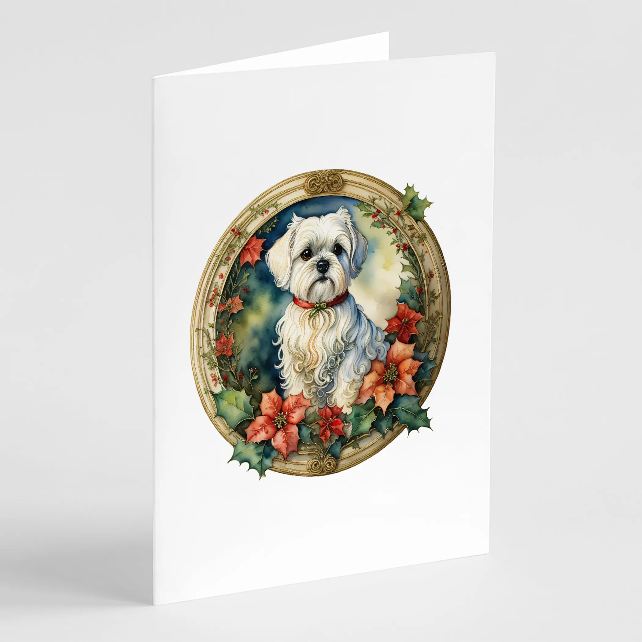 Christmas Flowers Frame Greeting Cards  - Size: 5X7 | Pack Of: 8 | Collection name: Christmas flowers frame