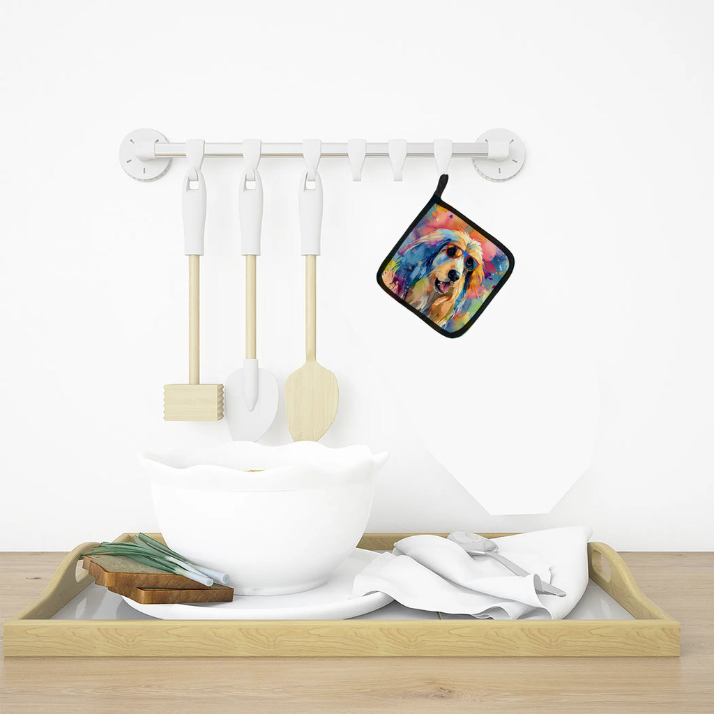 Hippie Dawg Pair of Pot Holders - Size: 7.5HX7.5W | Pack Of: 1 | Collection name: Hippie dawg
