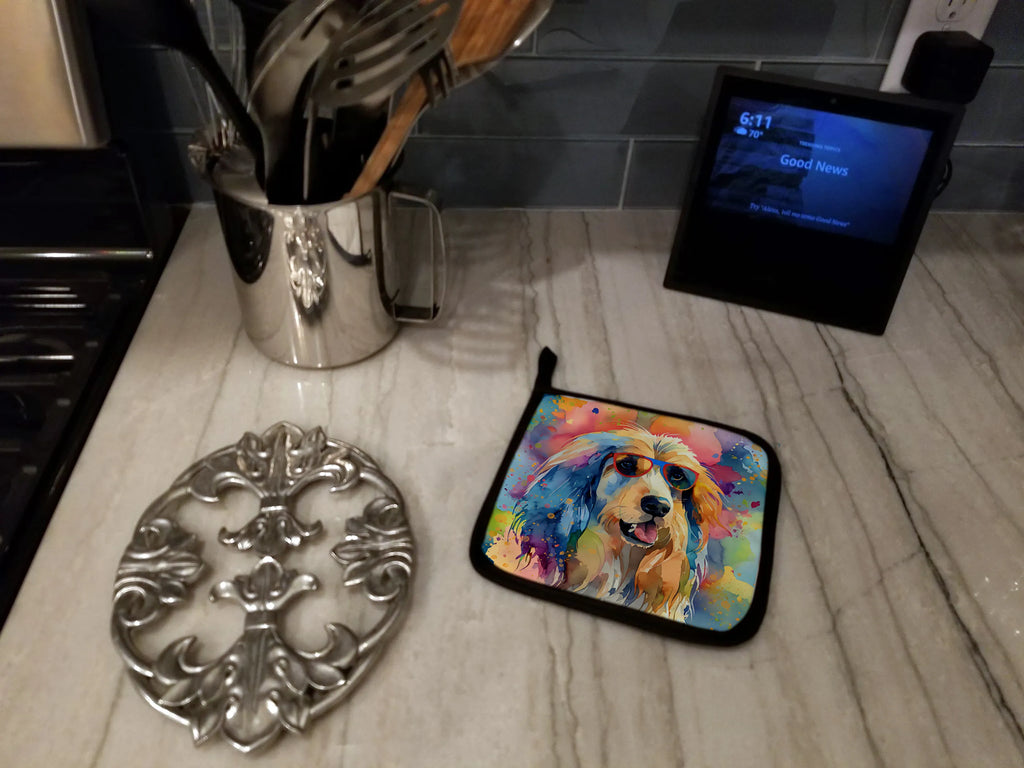 Hippie Dawg Pair of Pot Holders - Size: 7.5HX7.5W | Pack Of: 1 | Collection name: Hippie dawg