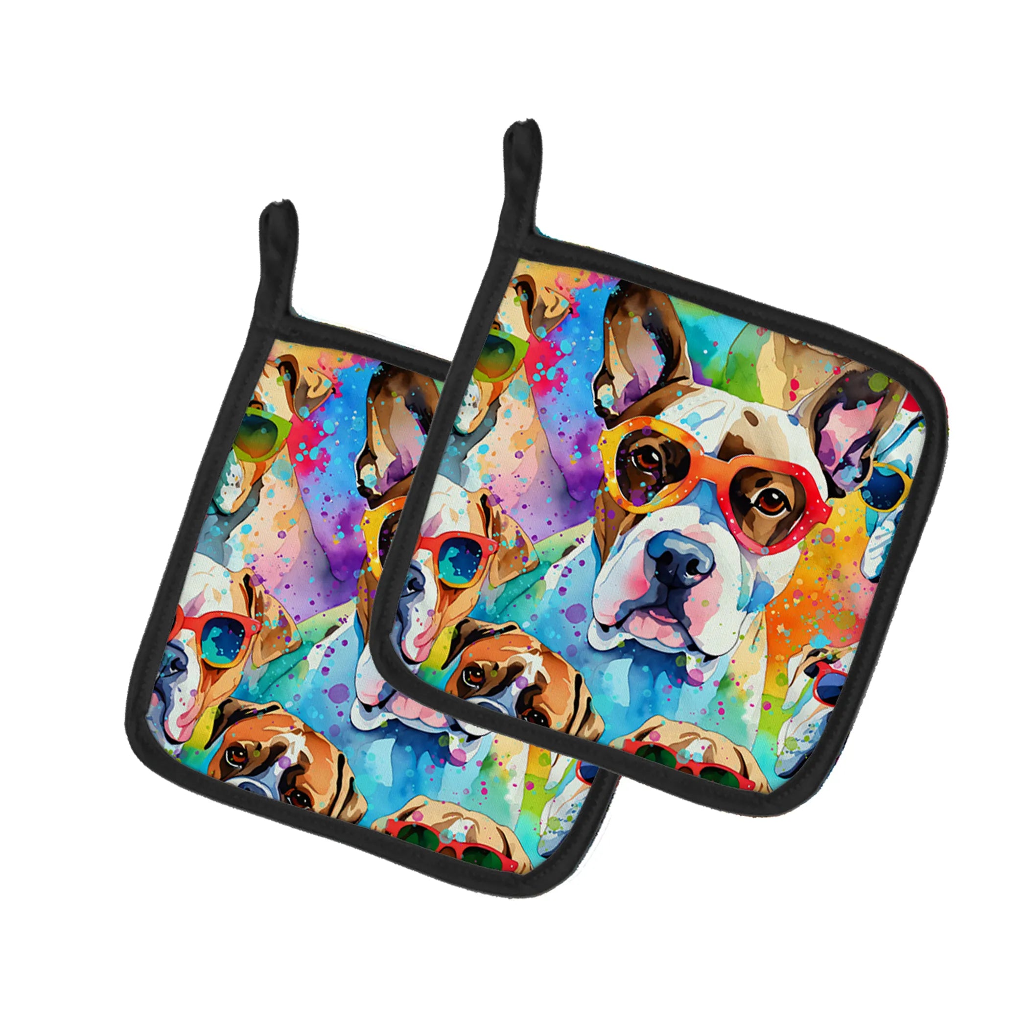 Hippie Dawg Pair of Pot Holders - Size: 7.5HX7.5W | Pack Of: 1 | Collection name: Hippie dawg