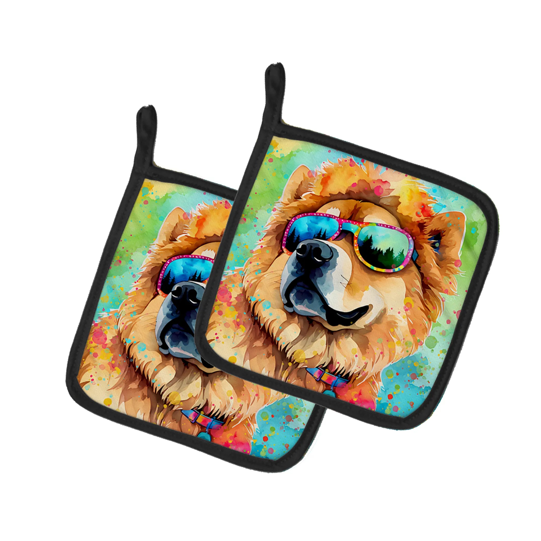 Hippie Dawg Pair of Pot Holders - Size: 7.5HX7.5W | Pack Of: 1 | Collection name: Hippie dawg