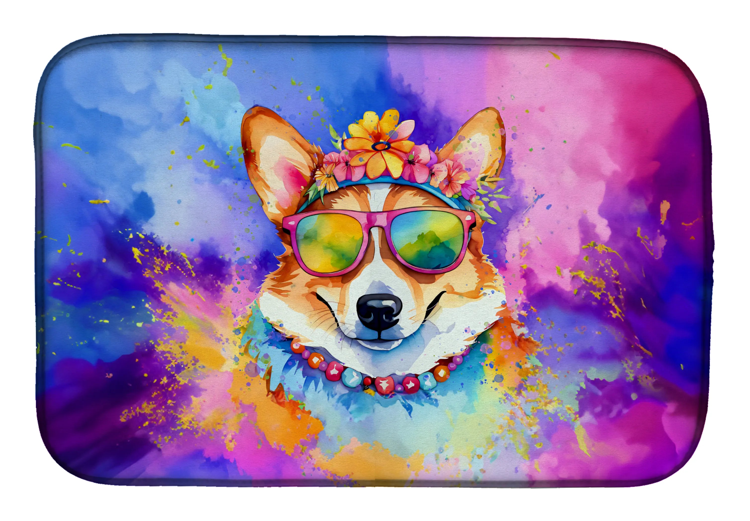 Hippie Dawg Dish Drying Mat - Size: 14  X 21" | Pack Of: 1 | Collection name: Hippie dawg