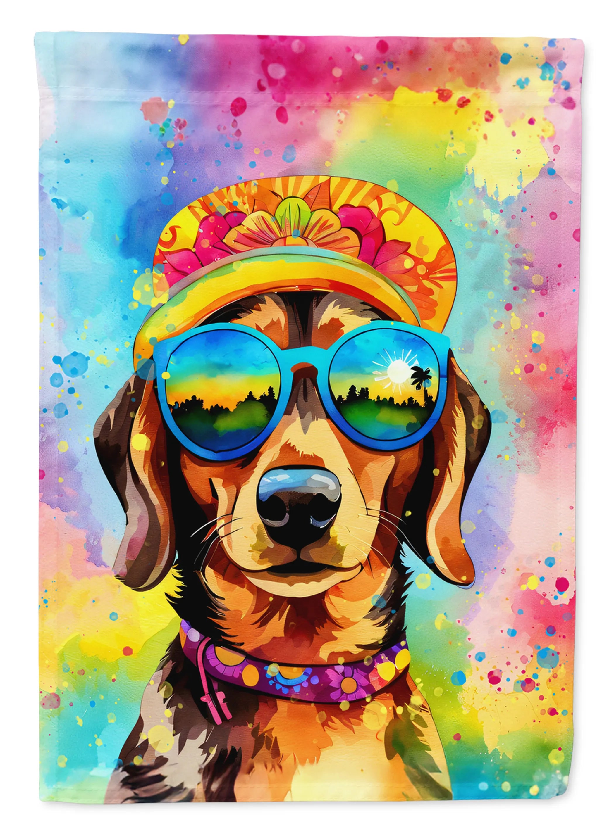 Hippie Dawg Decorative Flag - Size: GARDEN SIZE | Pack Of: 1 | Collection name: Hippie dawg
