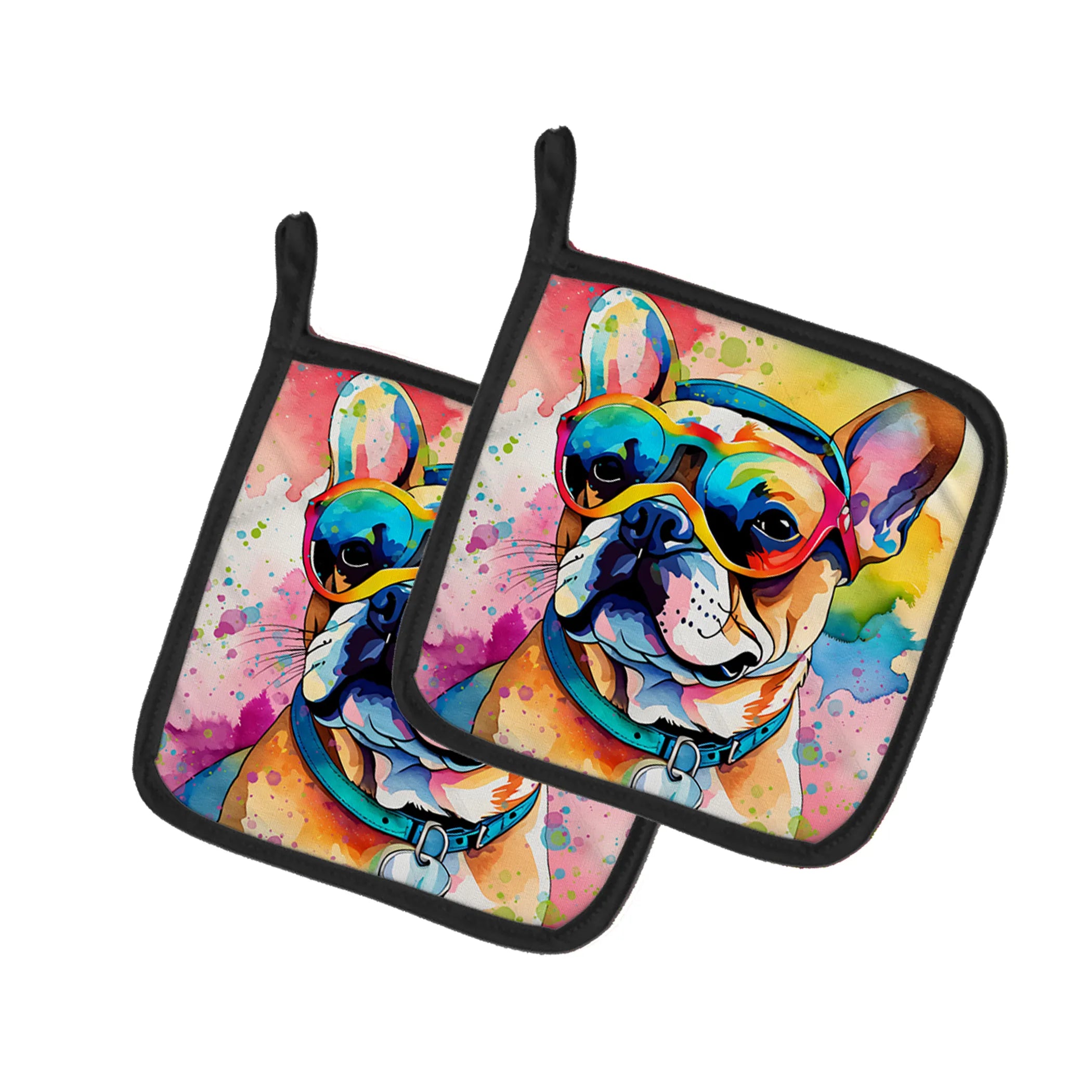 Hippie Dawg Pair of Pot Holders - Size: 7.5HX7.5W | Pack Of: 1 | Collection name: Hippie dawg