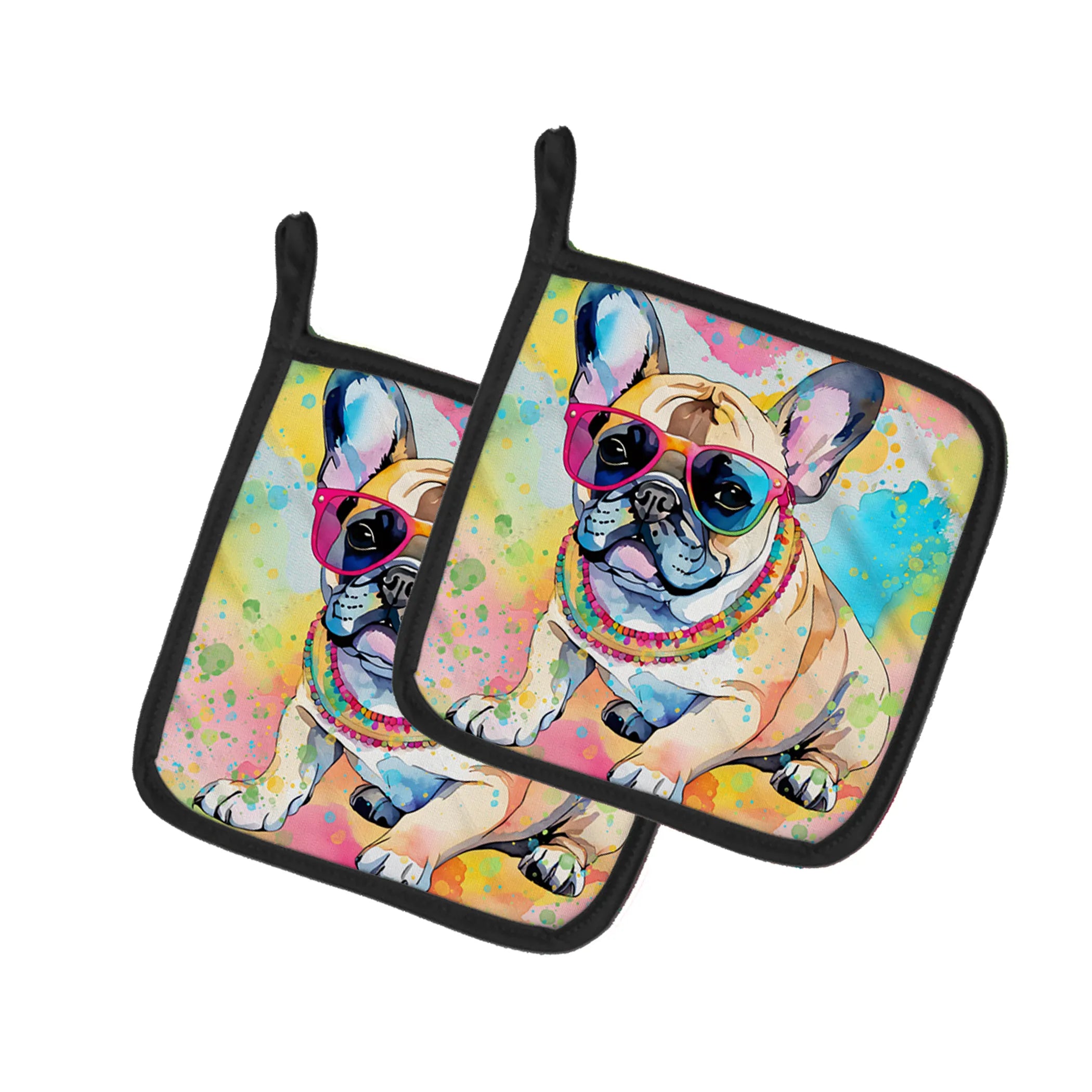 Hippie Dawg Pair of Pot Holders - Size: 7.5HX7.5W | Pack Of: 1 | Collection name: Hippie dawg