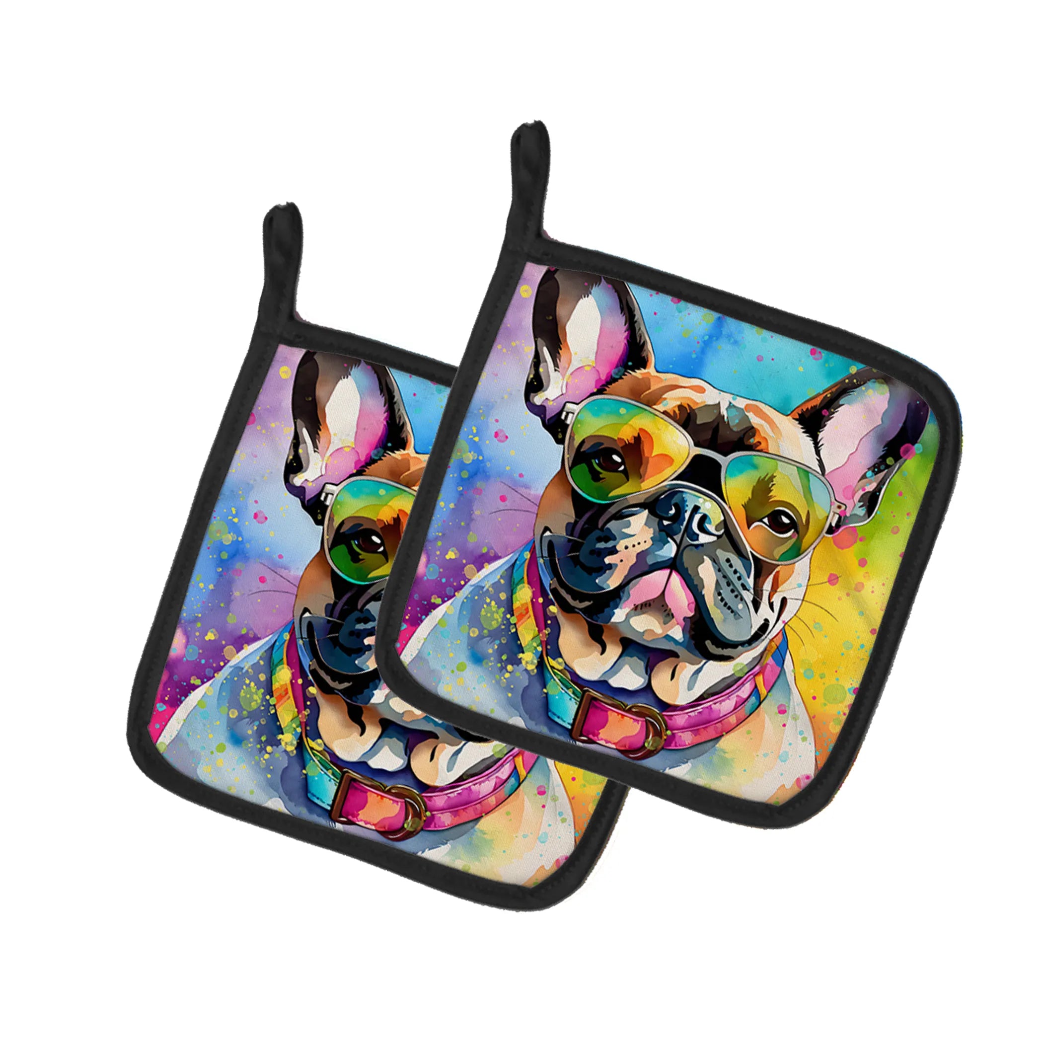Hippie Dawg Pair of Pot Holders - Size: 7.5HX7.5W | Pack Of: 1 | Collection name: Hippie dawg