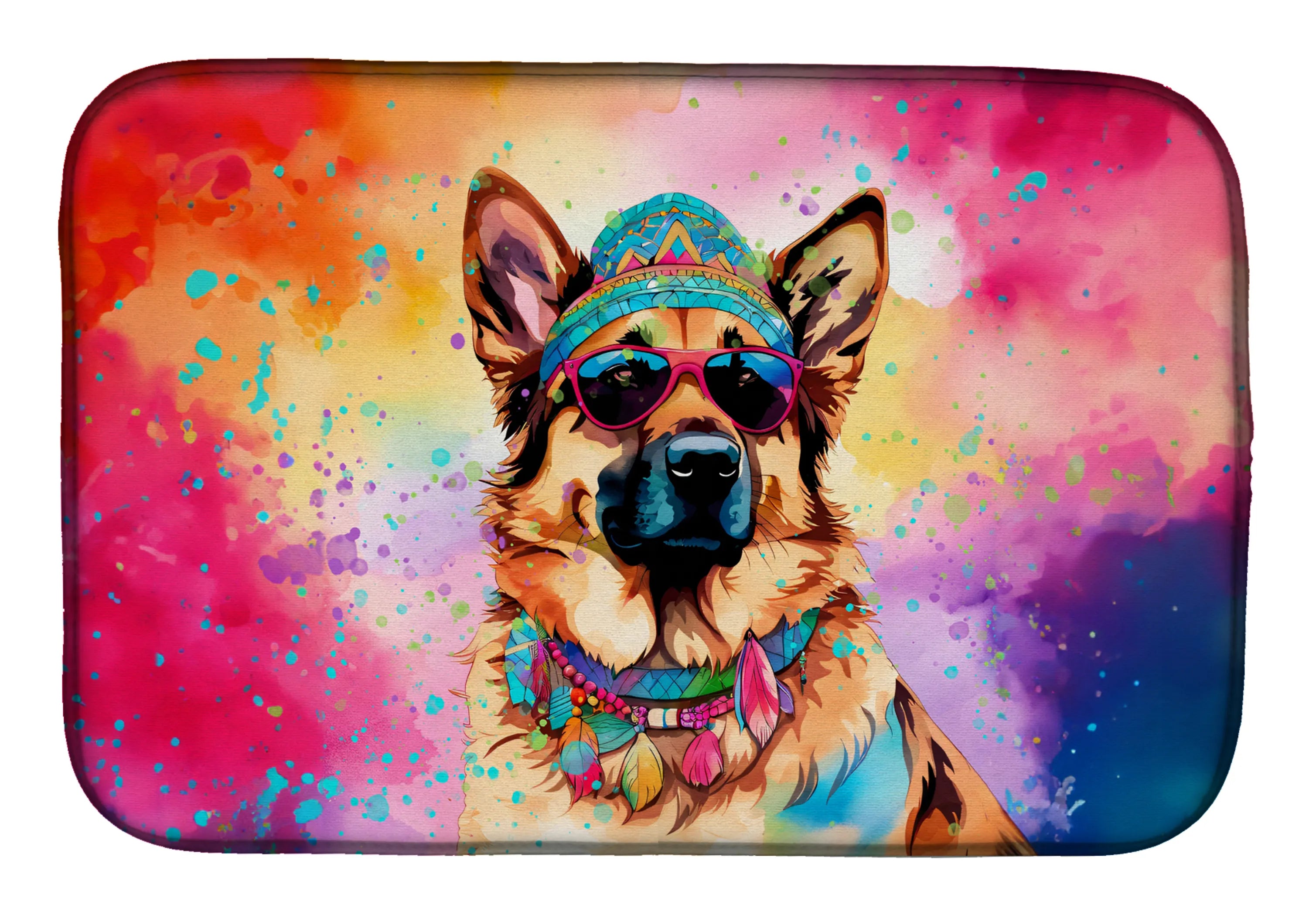 Hippie Dawg Dish Drying Mat - Size: 14  X 21" | Pack Of: 1 | Collection name: Hippie dawg