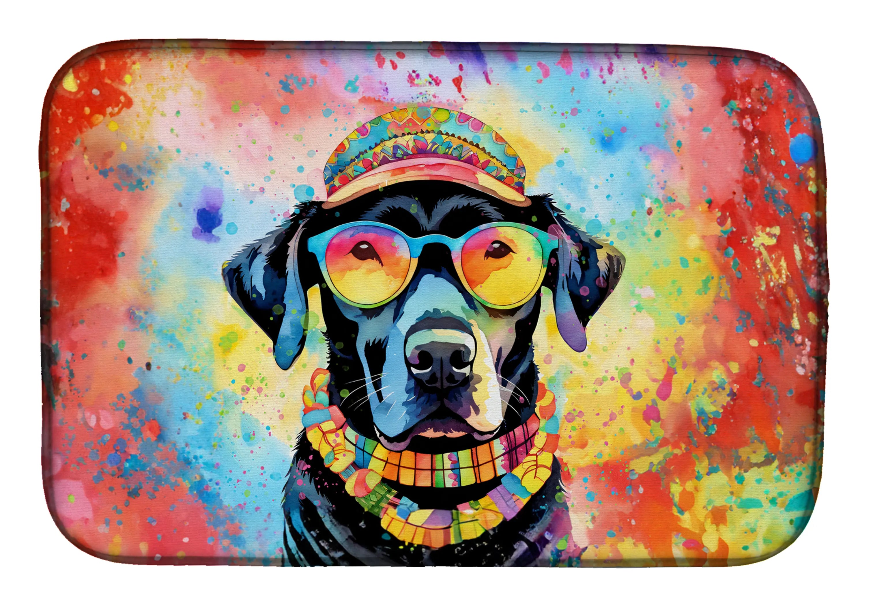 Hippie Dawg Dish Drying Mat - Size: 14  X 21" | Pack Of: 1 | Collection name: Hippie dawg