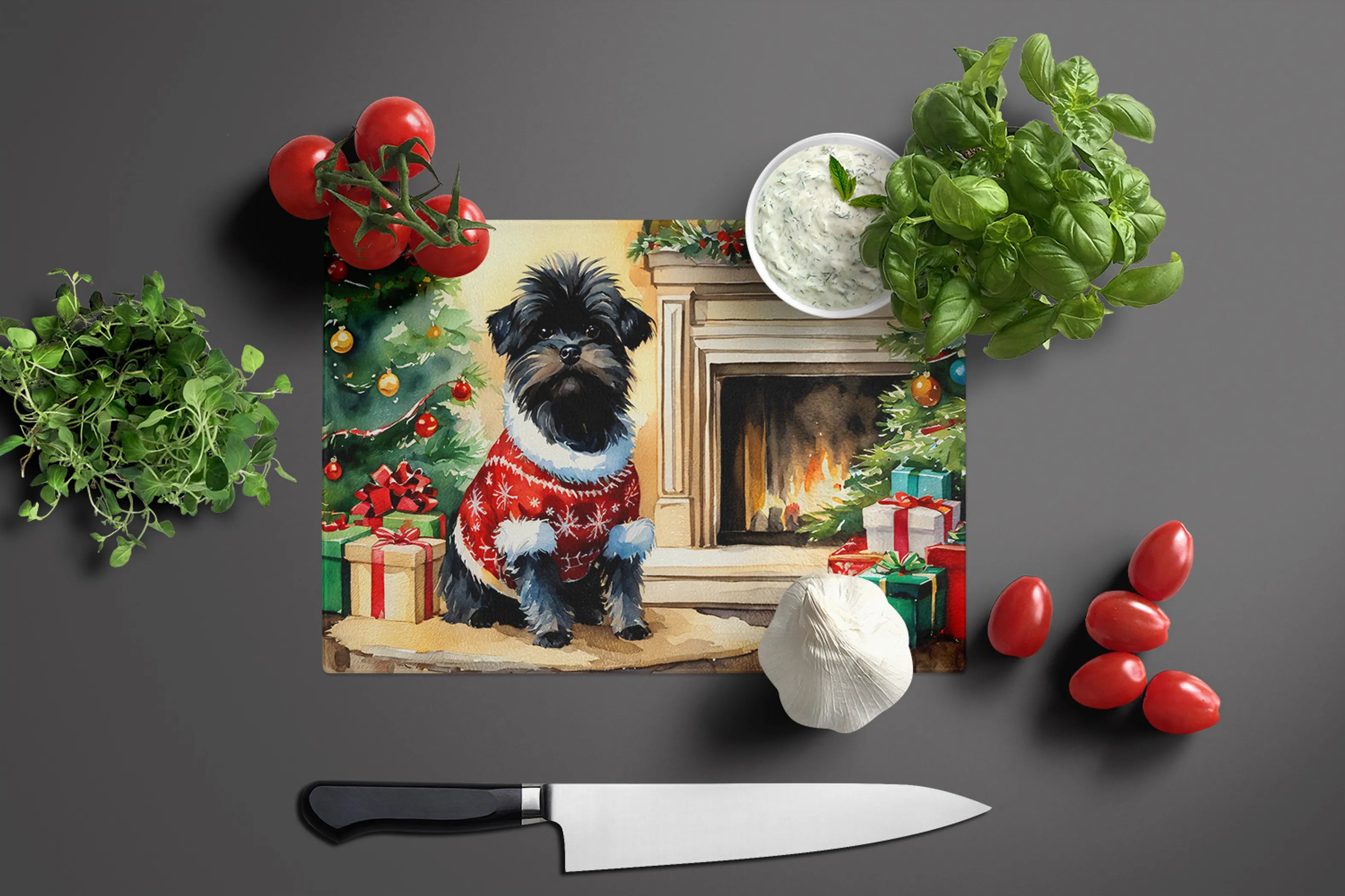 Cozy Christmas Glass Cutting Board - Size: LARGE | Pack Of: 1 | Collection name: Cozy christmas