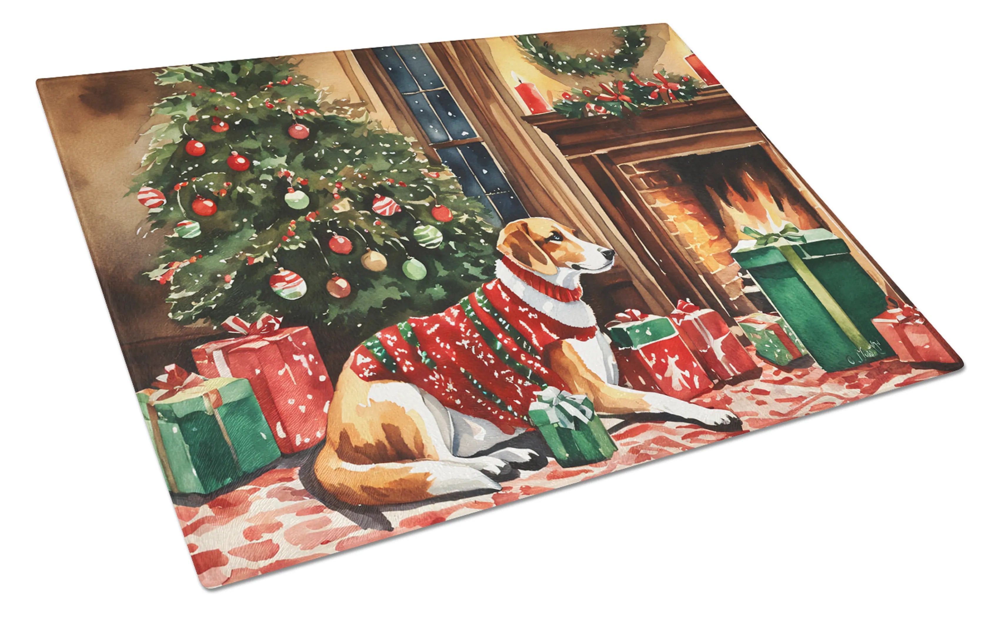 Cozy Christmas Glass Cutting Board - Size: LARGE | Pack Of: 1 | Collection name: Cozy christmas