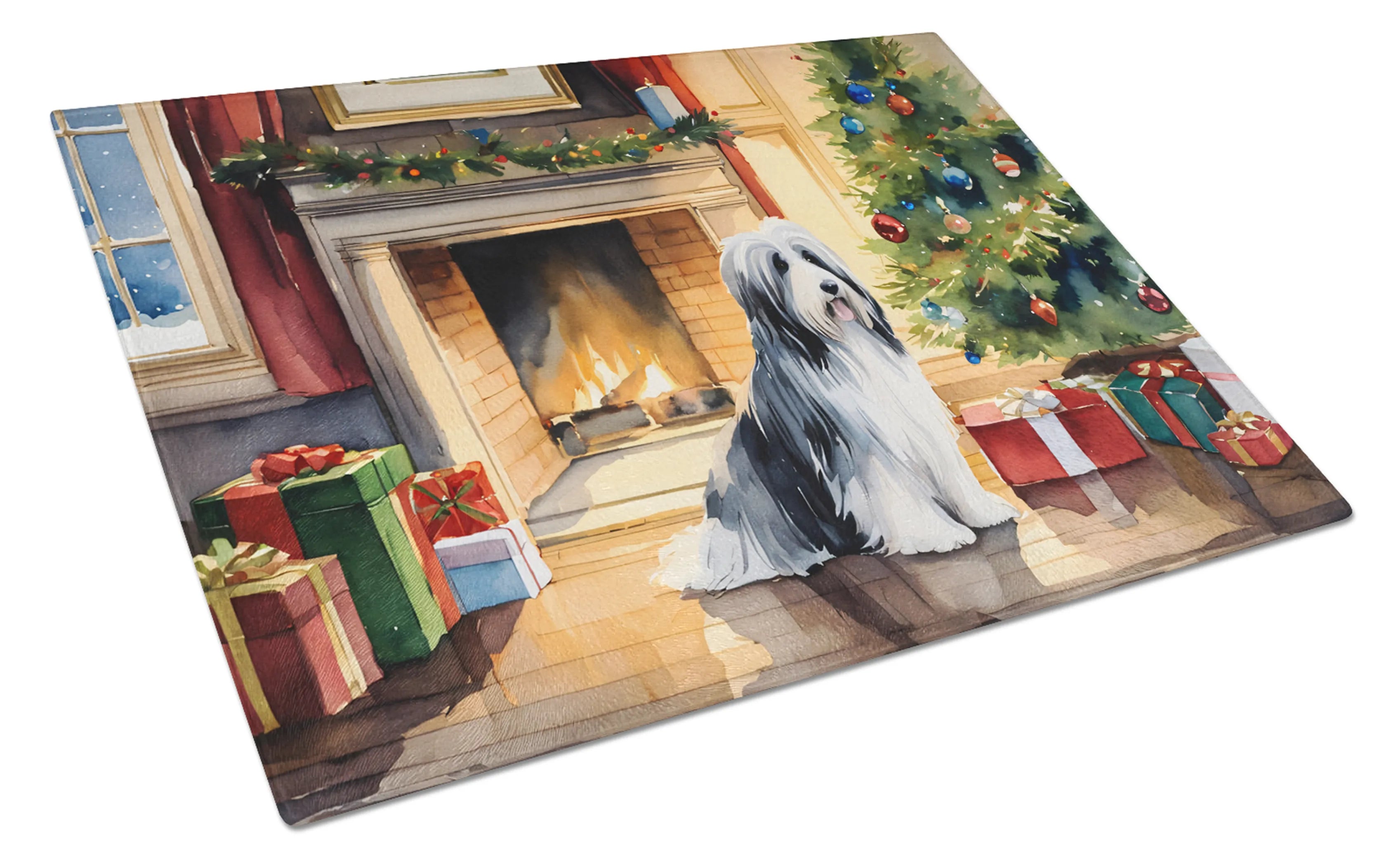 Cozy Christmas Glass Cutting Board - Size: LARGE | Pack Of: 1 | Collection name: Cozy christmas