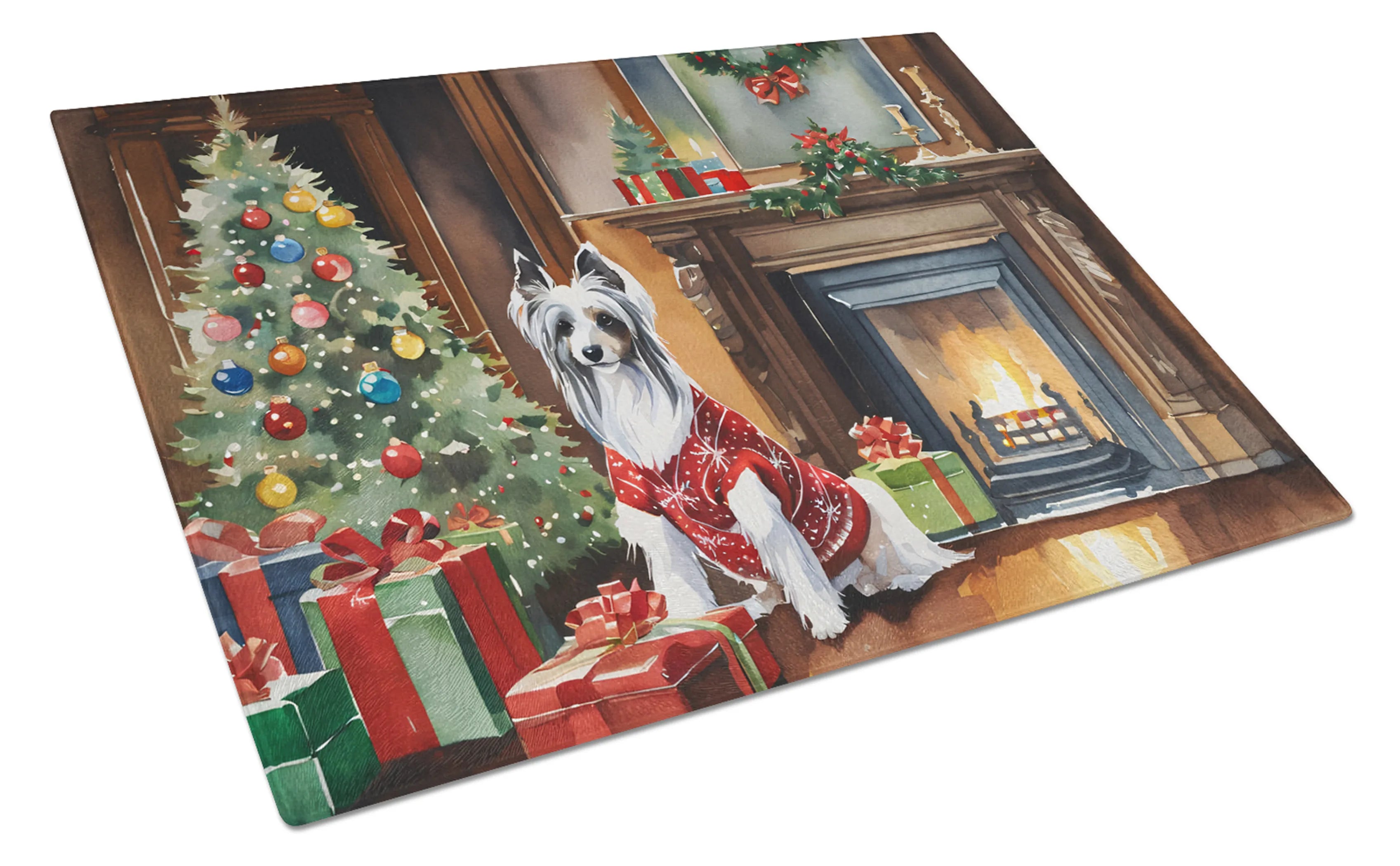 Cozy Christmas Glass Cutting Board - Size: LARGE | Pack Of: 1 | Collection name: Cozy christmas