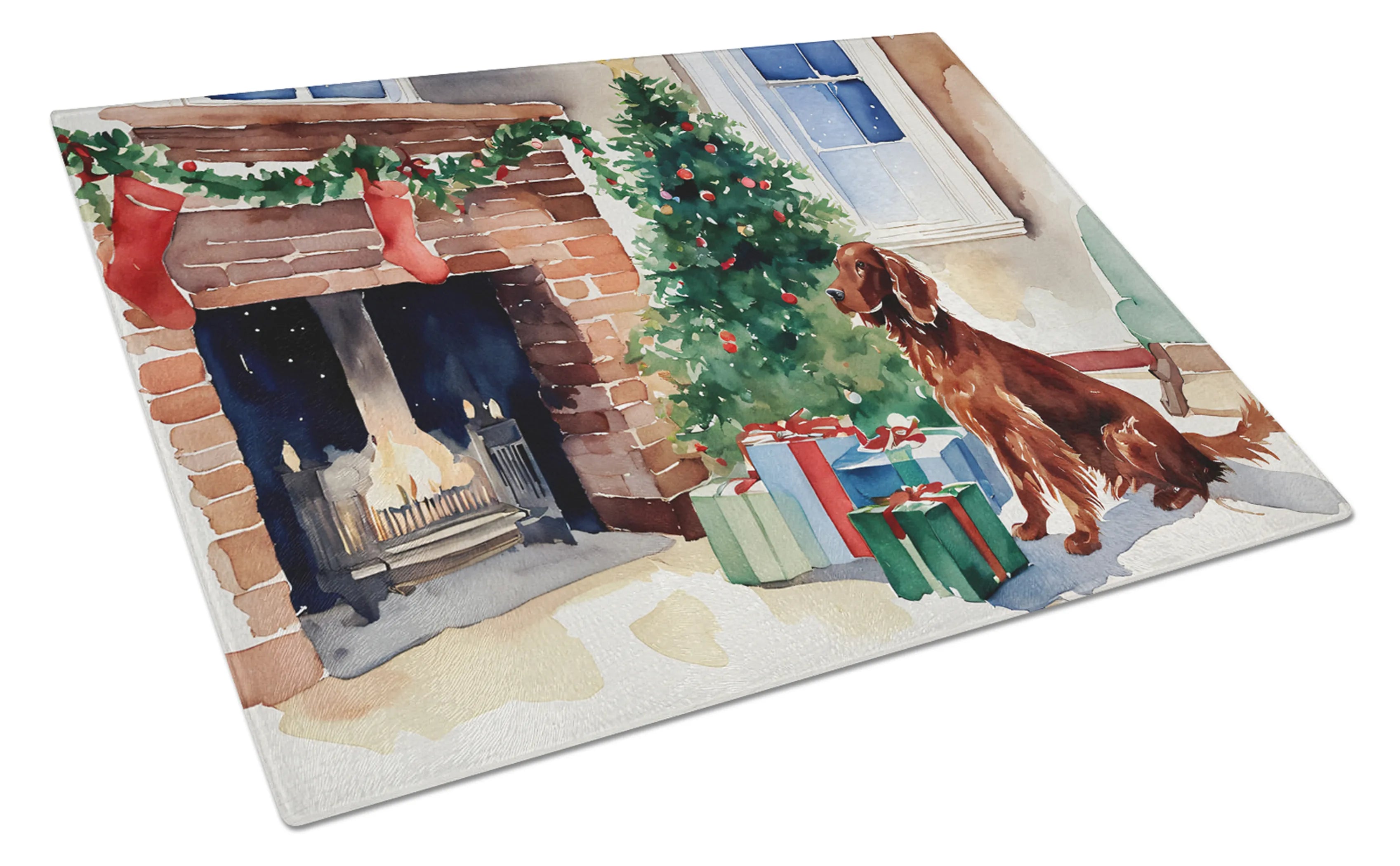 Cozy Christmas Glass Cutting Board - Size: LARGE | Pack Of: 1 | Collection name: Cozy christmas