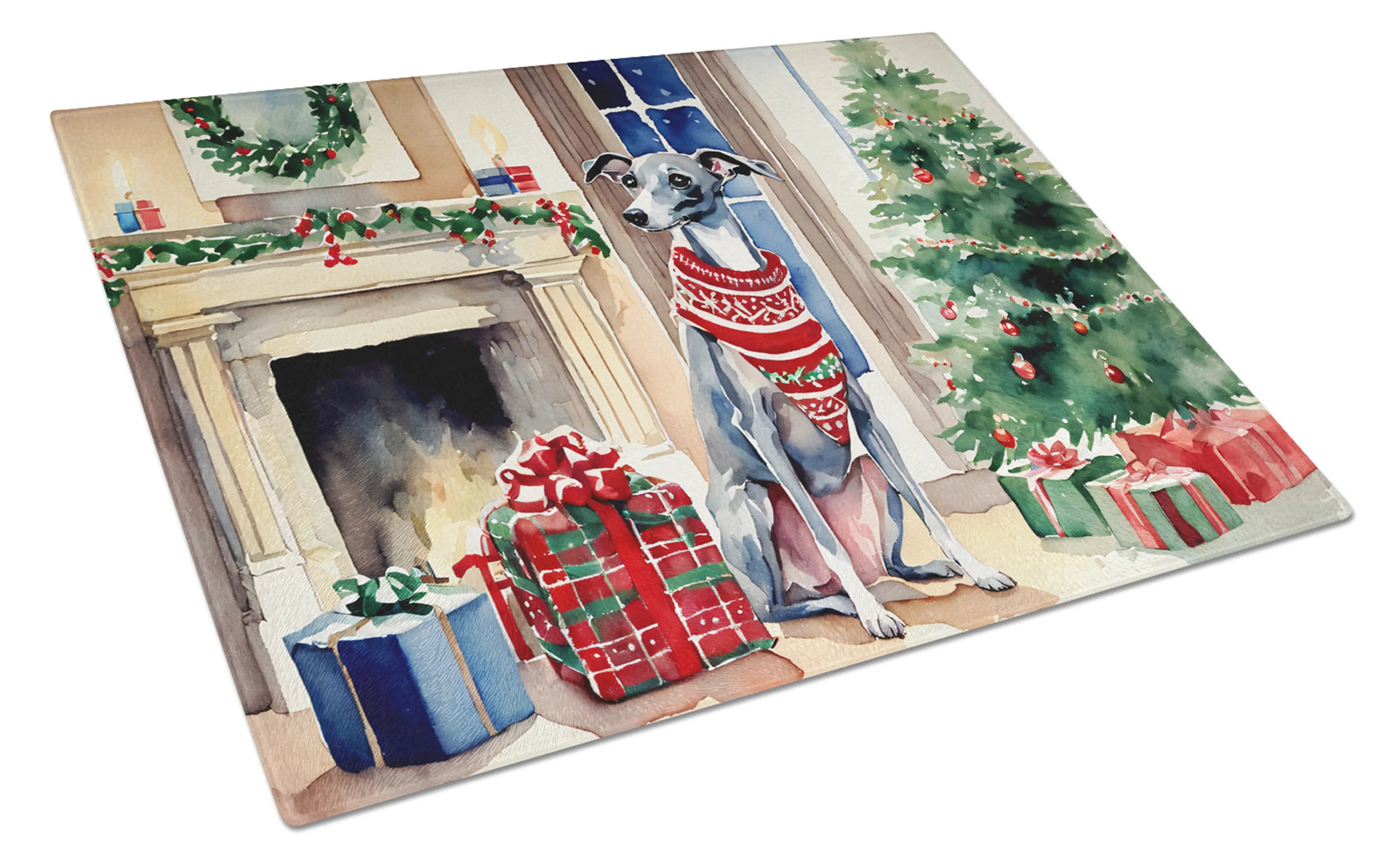 Cozy Christmas Glass Cutting Board - Size: LARGE | Pack Of: 1 | Collection name: Cozy christmas