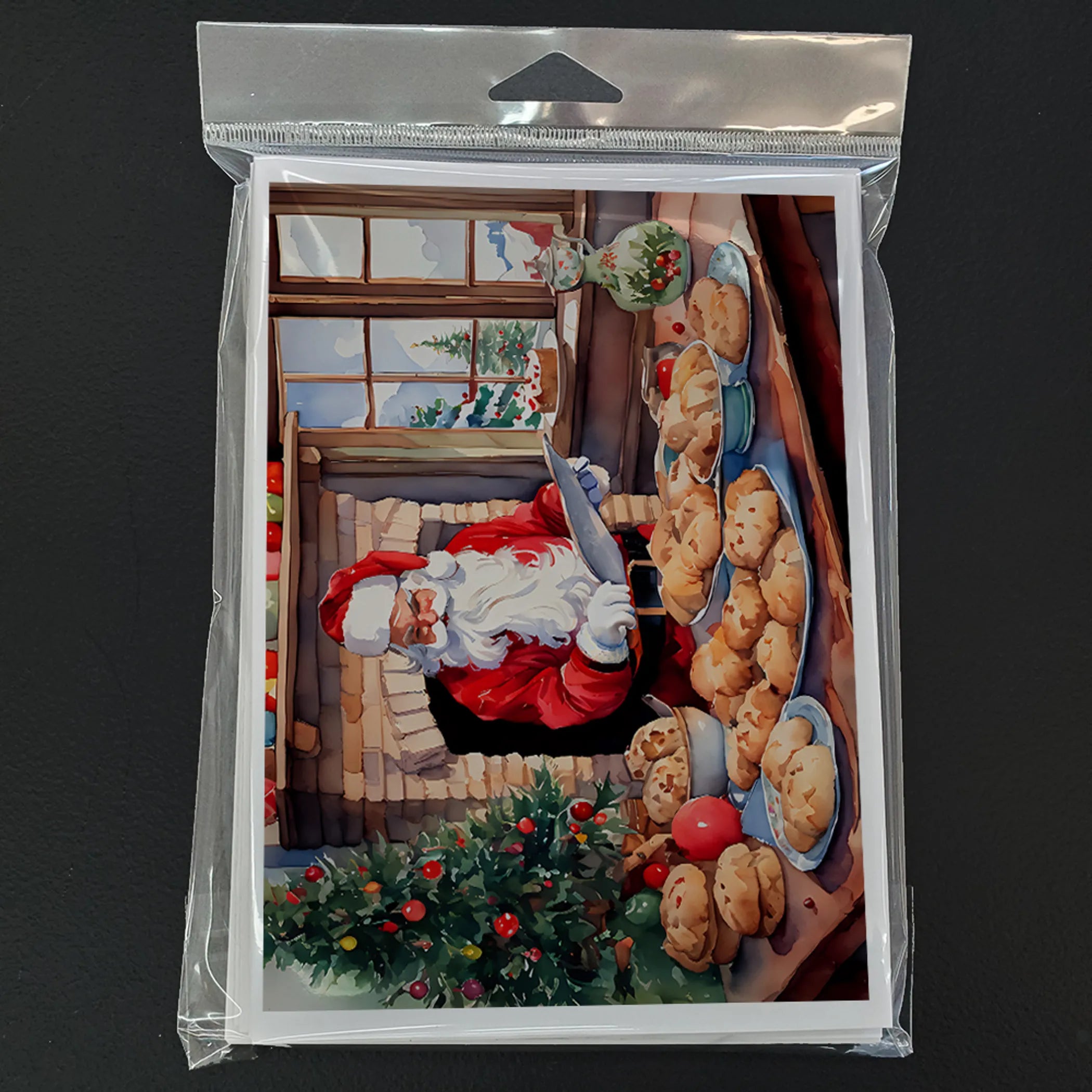 Cookies with Santa Claus Greeting Cards  - Size: 5X7 | Pack Of: 8 | Collection name: Cookies with santa claus
