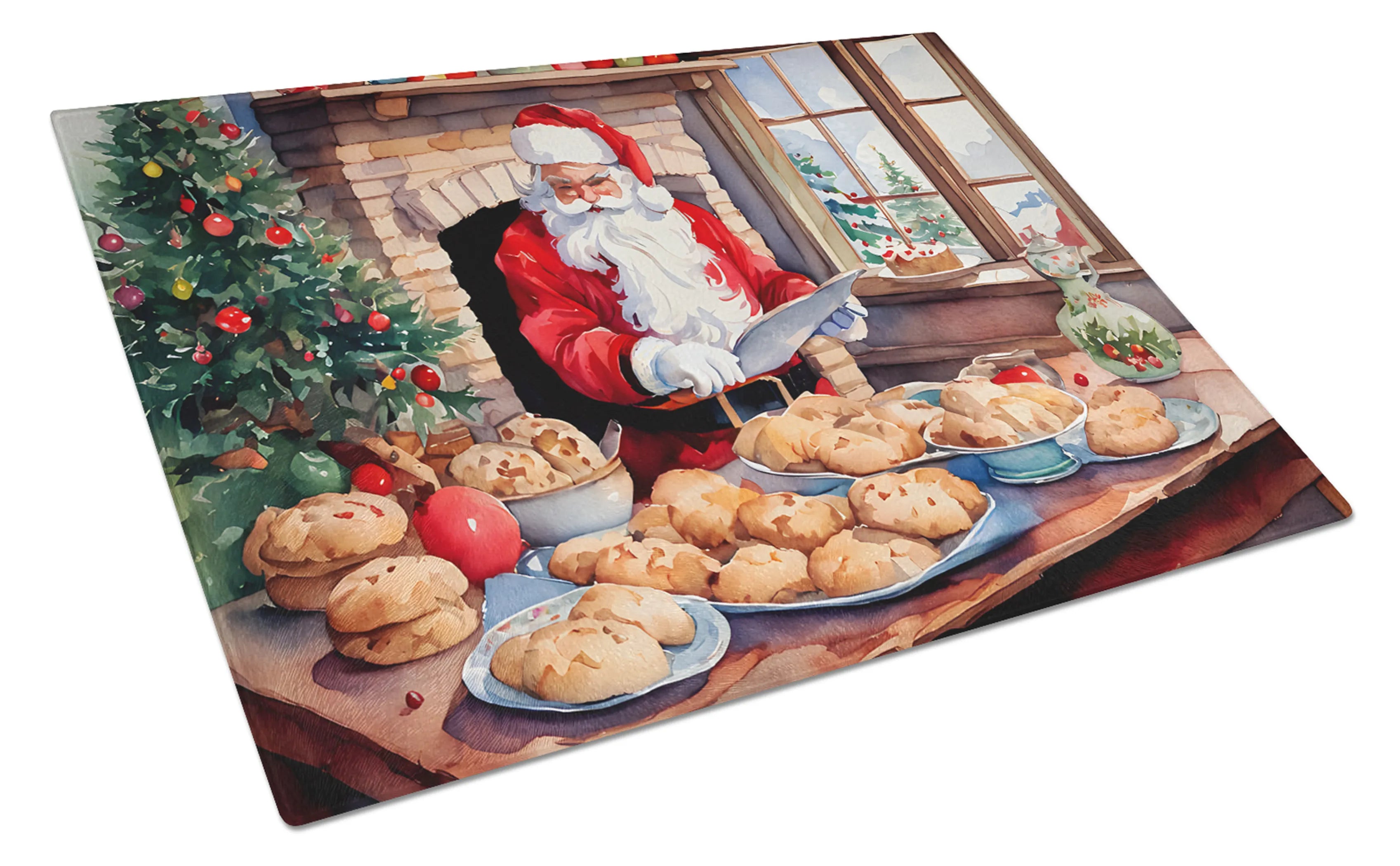 Cookies with Santa Claus Glass Cutting Board - Size: LARGE | Pack Of: 1 | Collection name: Cookies with santa claus