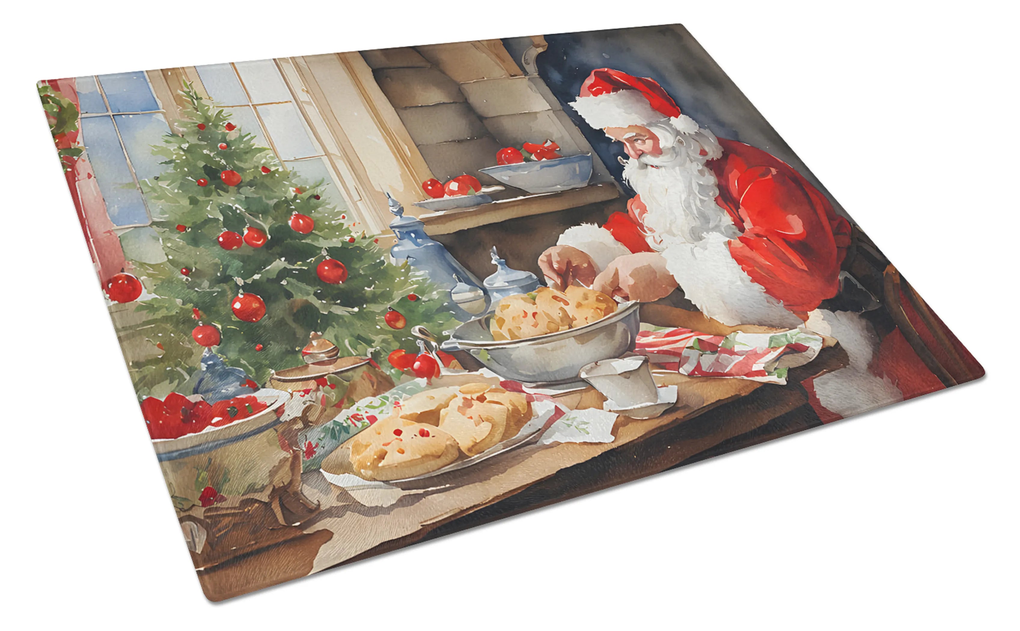 Cookies with Santa Claus Glass Cutting Board - Size: LARGE | Pack Of: 1 | Collection name: Cookies with santa claus