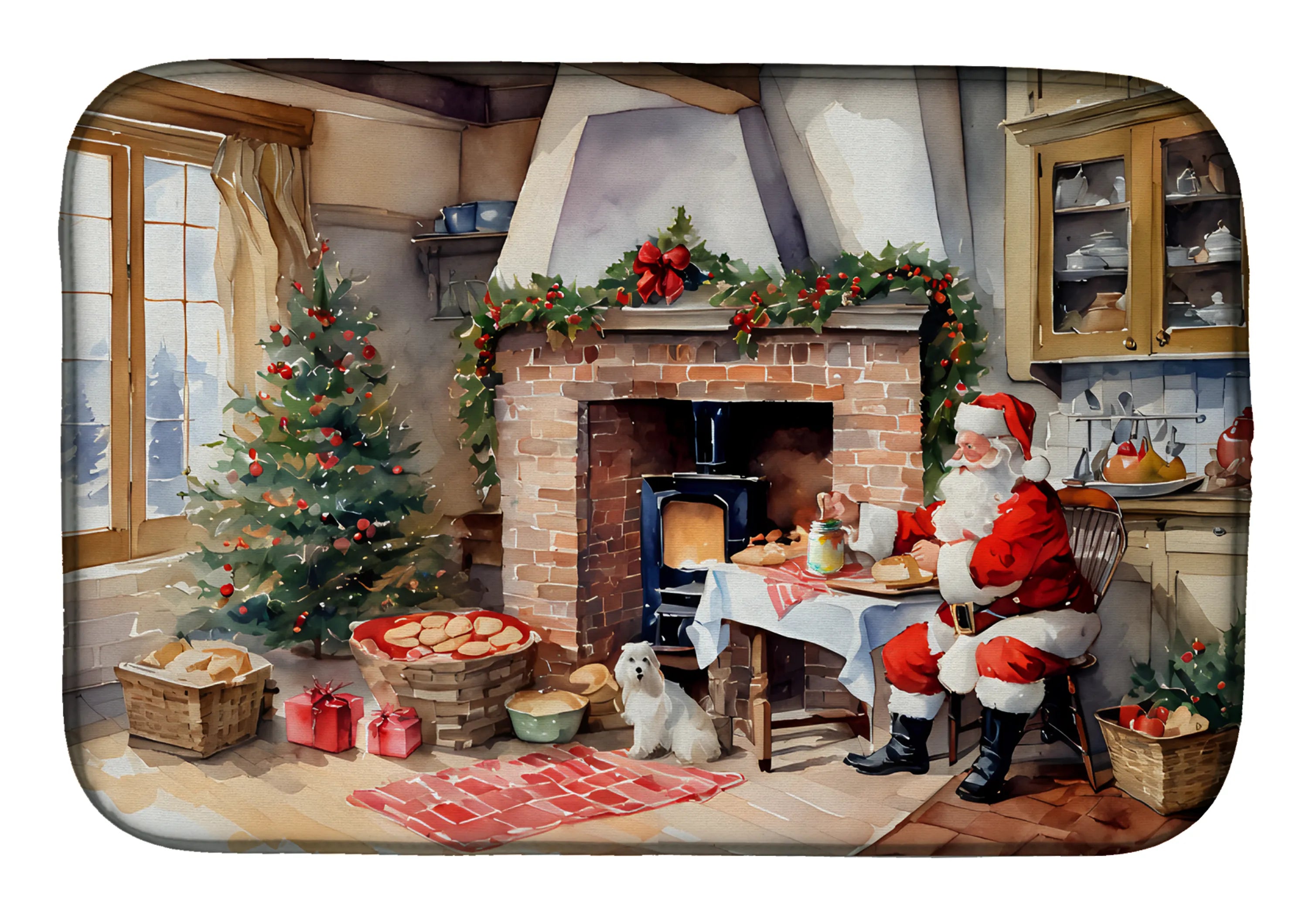 Cookies with Santa Claus Dish Drying Mat - Size: 14  X 21" | Pack Of: 1 | Collection name: Cookies with santa claus