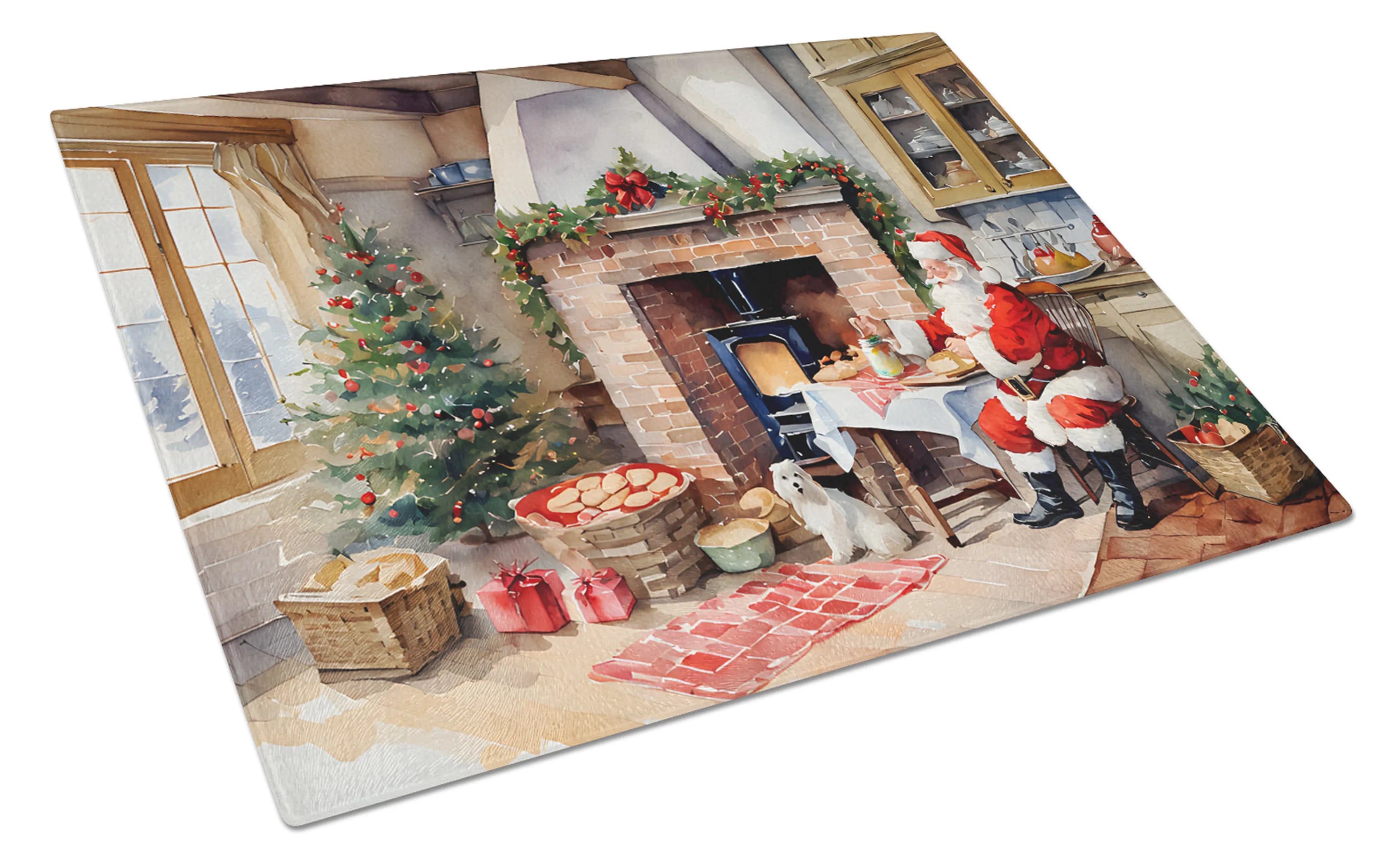 Cookies with Santa Claus Glass Cutting Board - Size: LARGE | Pack Of: 1 | Collection name: Cookies with santa claus