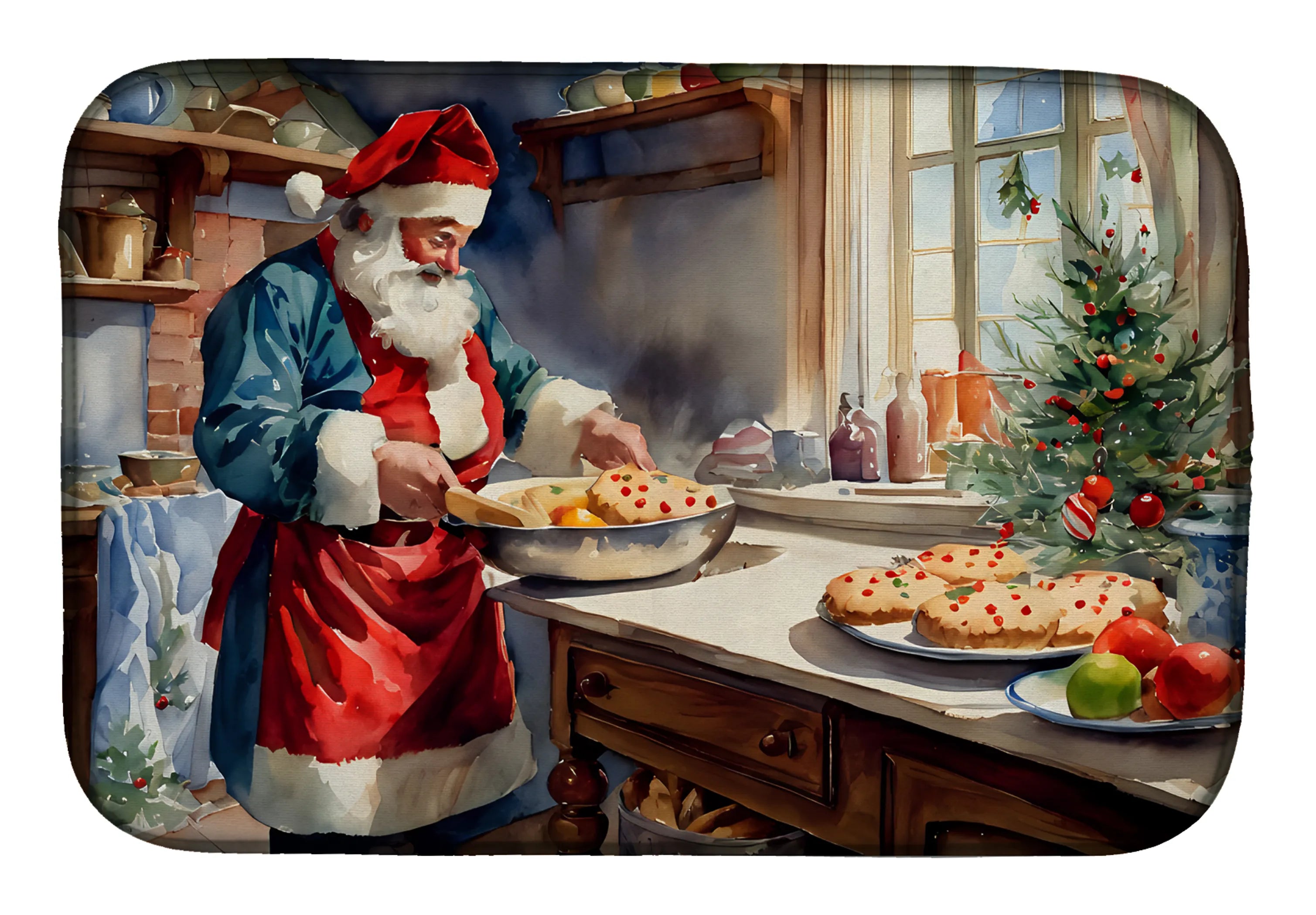 Cookies with Santa Claus Dish Drying Mat - Size: 14  X 21" | Pack Of: 1 | Collection name: Cookies with santa claus