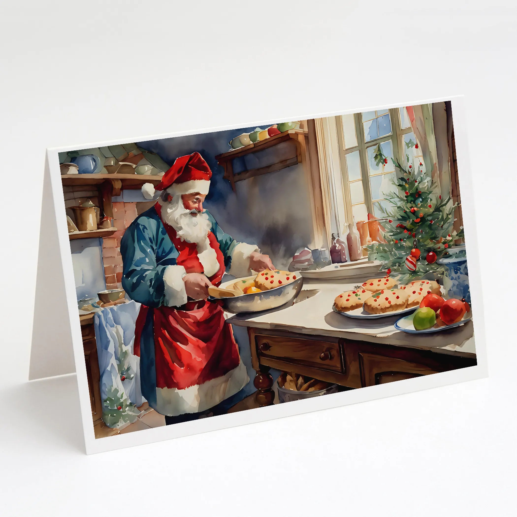 Cookies with Santa Claus Greeting Cards  - Size: 5X7 | Pack Of: 8 | Collection name: Cookies with santa claus
