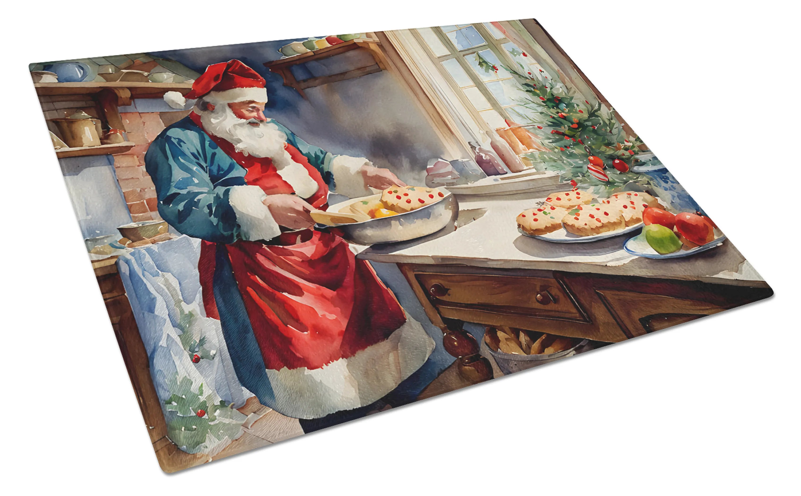 Cookies with Santa Claus Glass Cutting Board - Size: LARGE | Pack Of: 1 | Collection name: Cookies with santa claus